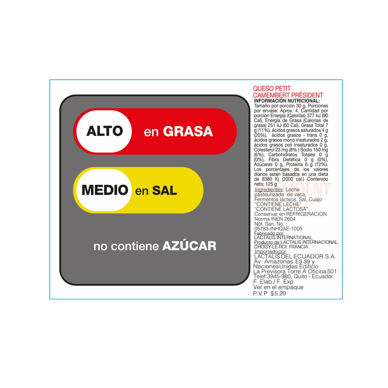 Queso Camembert PRÉSIDENT 125 G