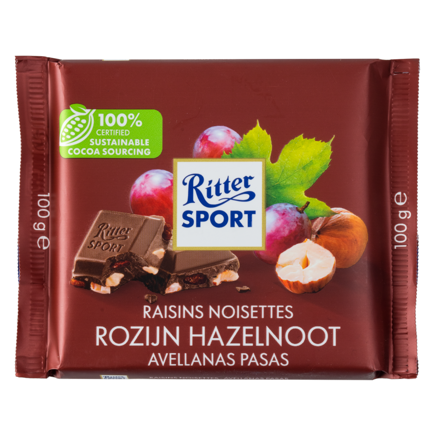 Chocolate Con Leche Avellanas Y Pasas RITTER SPORT Tableta