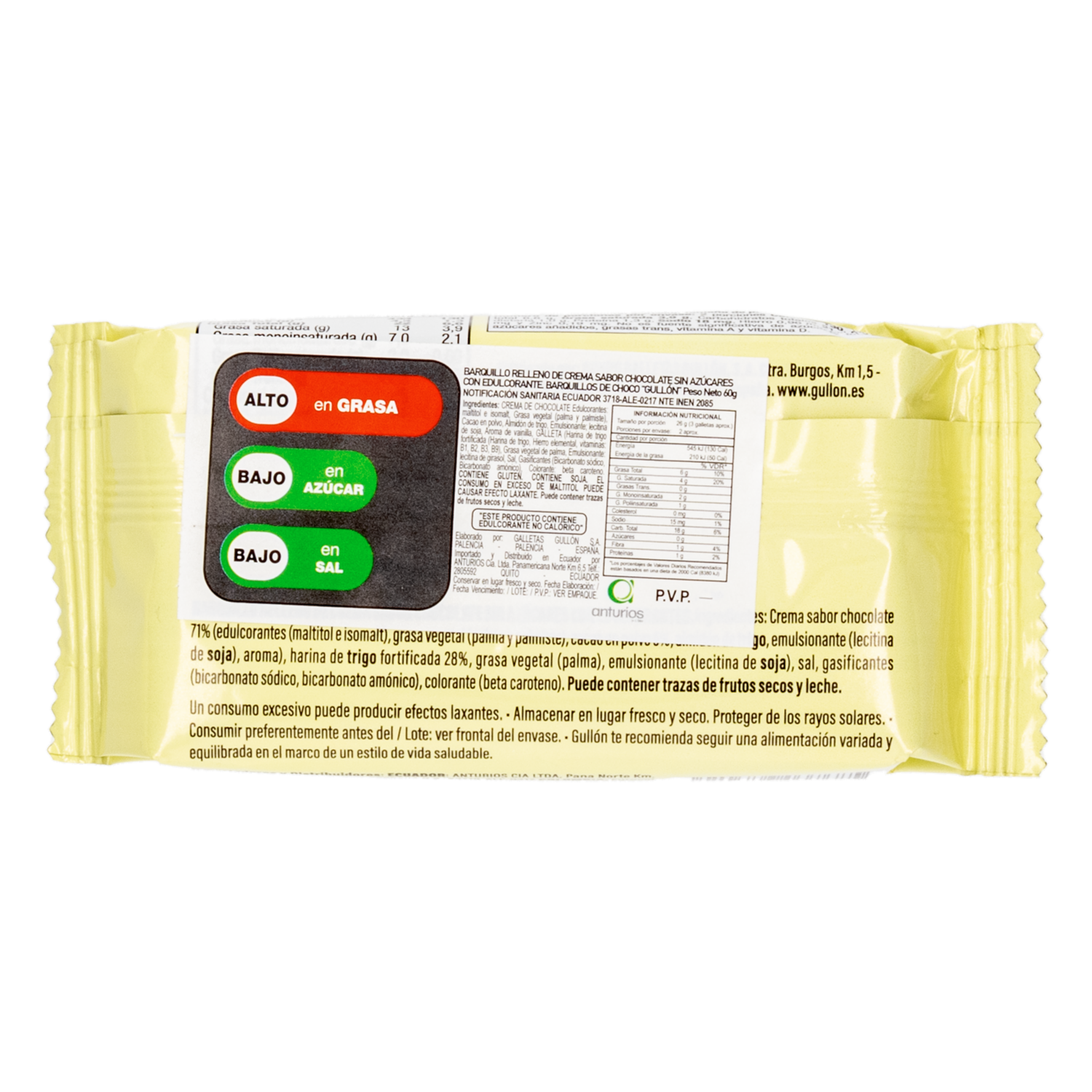 Barquillos Diet Natural Chocolate Sin Azúcar GULLÓN 60 g