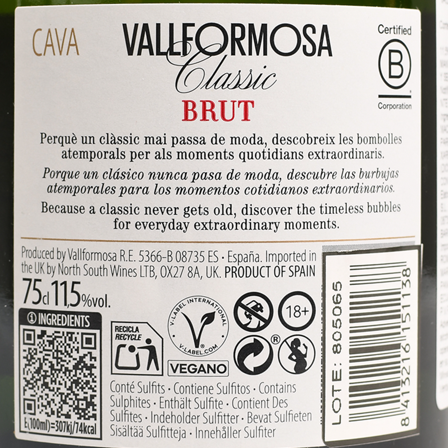 Vino Espumante Cava Brut MVSA 750 ML