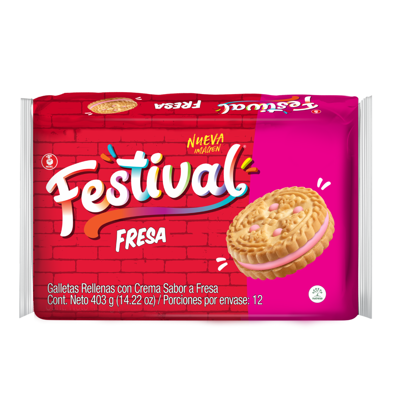 Galletas Dulces Sabor A Fresa FESTIVAL x 12 Uds