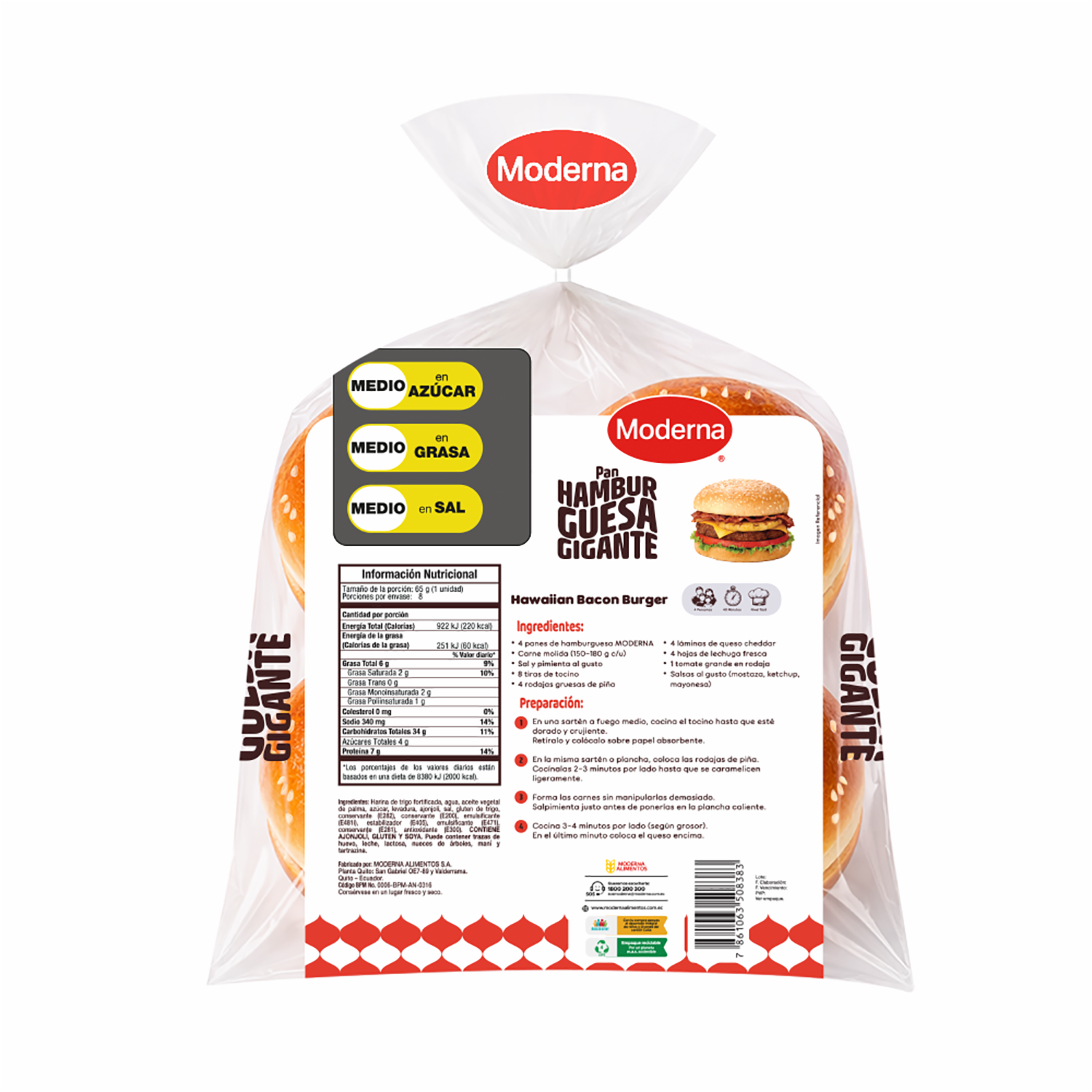 Pan Hamburguesa MODERNA 520 G