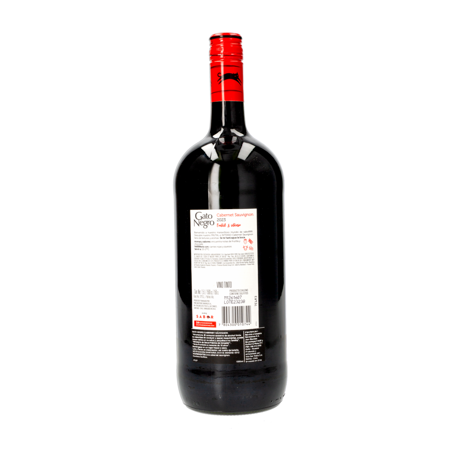 Vino Tinto Cabbernet Sauvignon Chileno GATO NEGRO 1500 ML