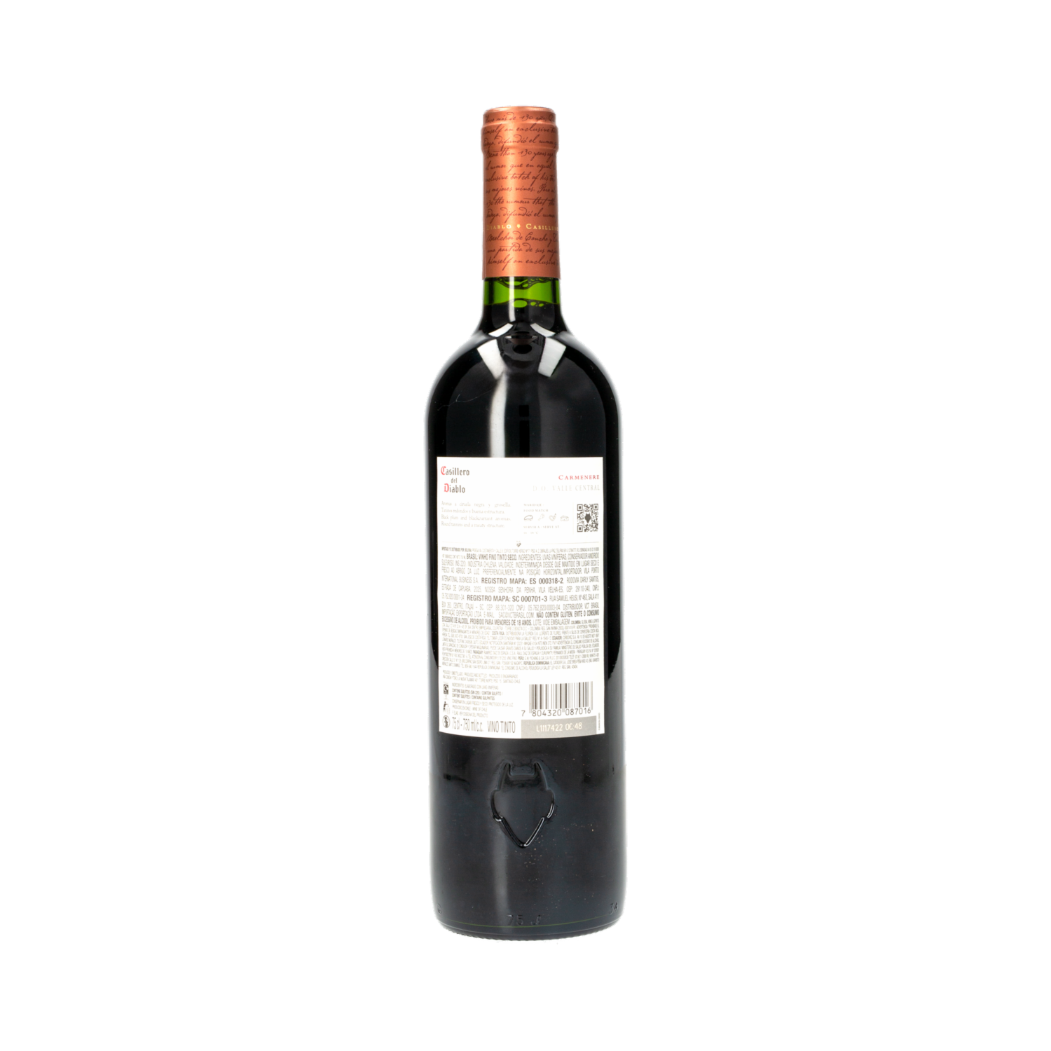 Vino Tinto Carmenere CASILLERO DEL DIABLO 750 ML