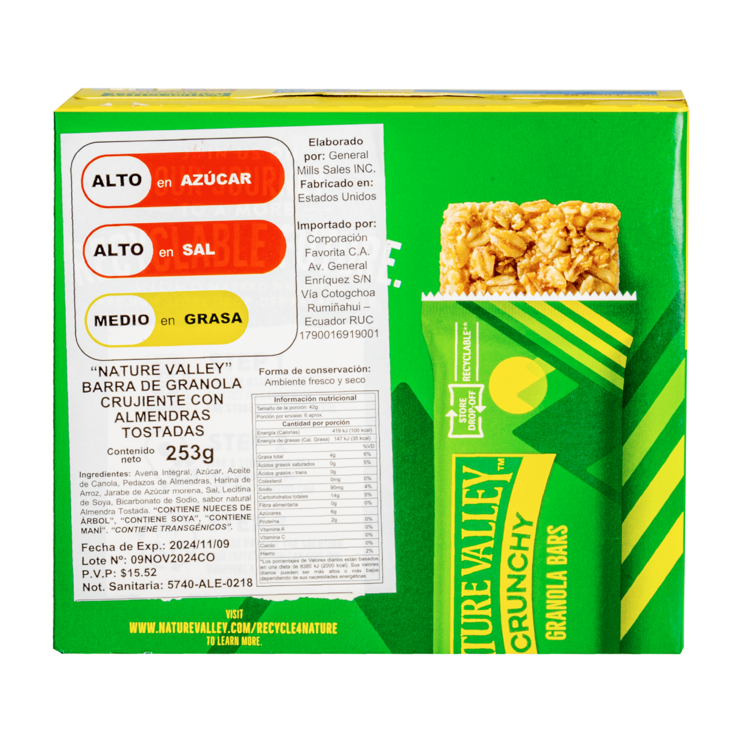 Barra De Cereal Con Granola Y Almendras NATURE VALLEY 253 G
