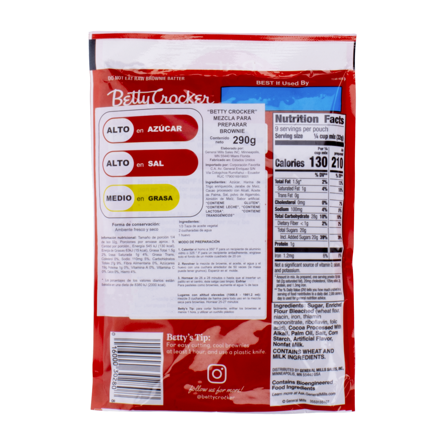 Mezcla Para Brownies Completa BETTY CROCKER 290 G