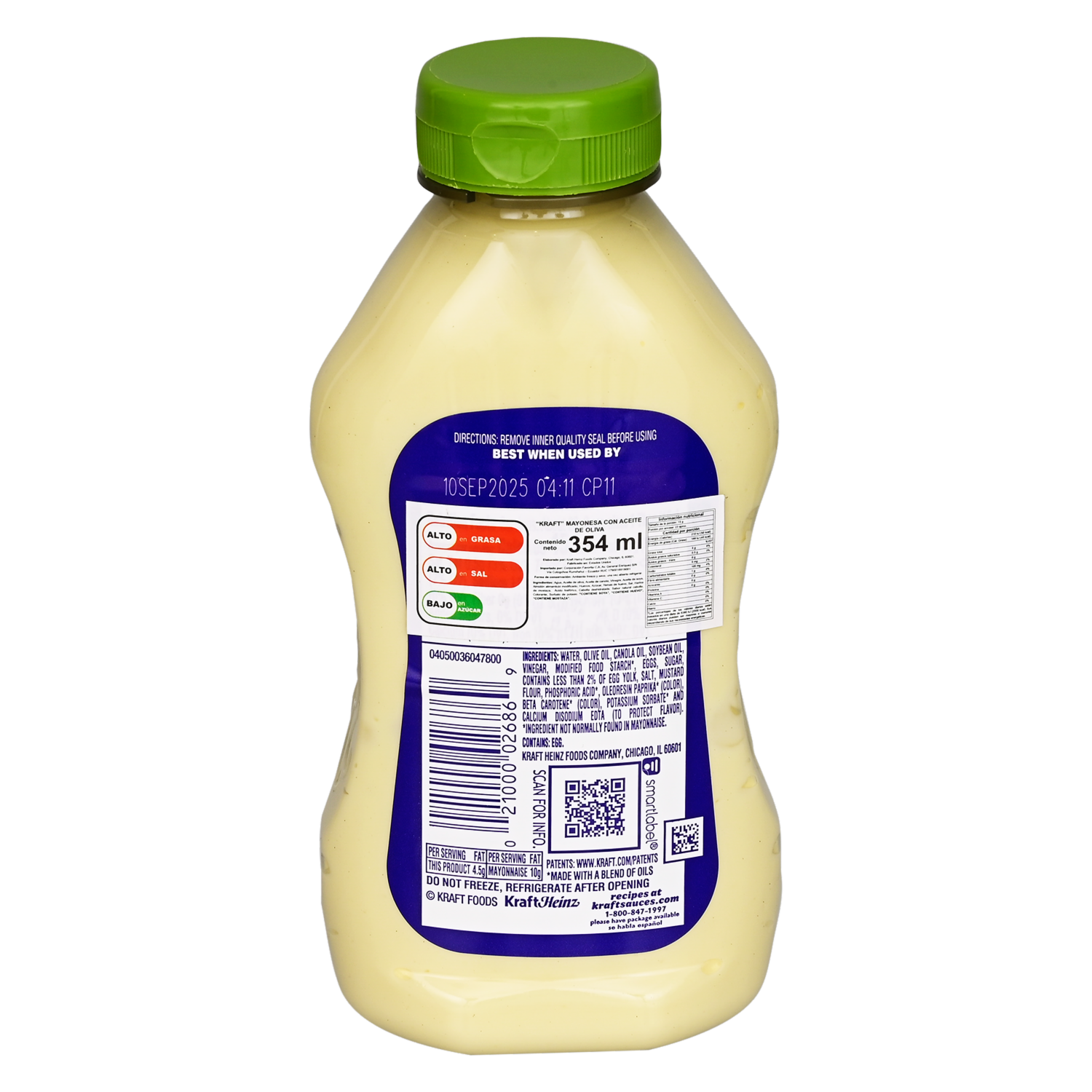 Mayonesa Con Aceite De Oliva KRAFT 354 Ml