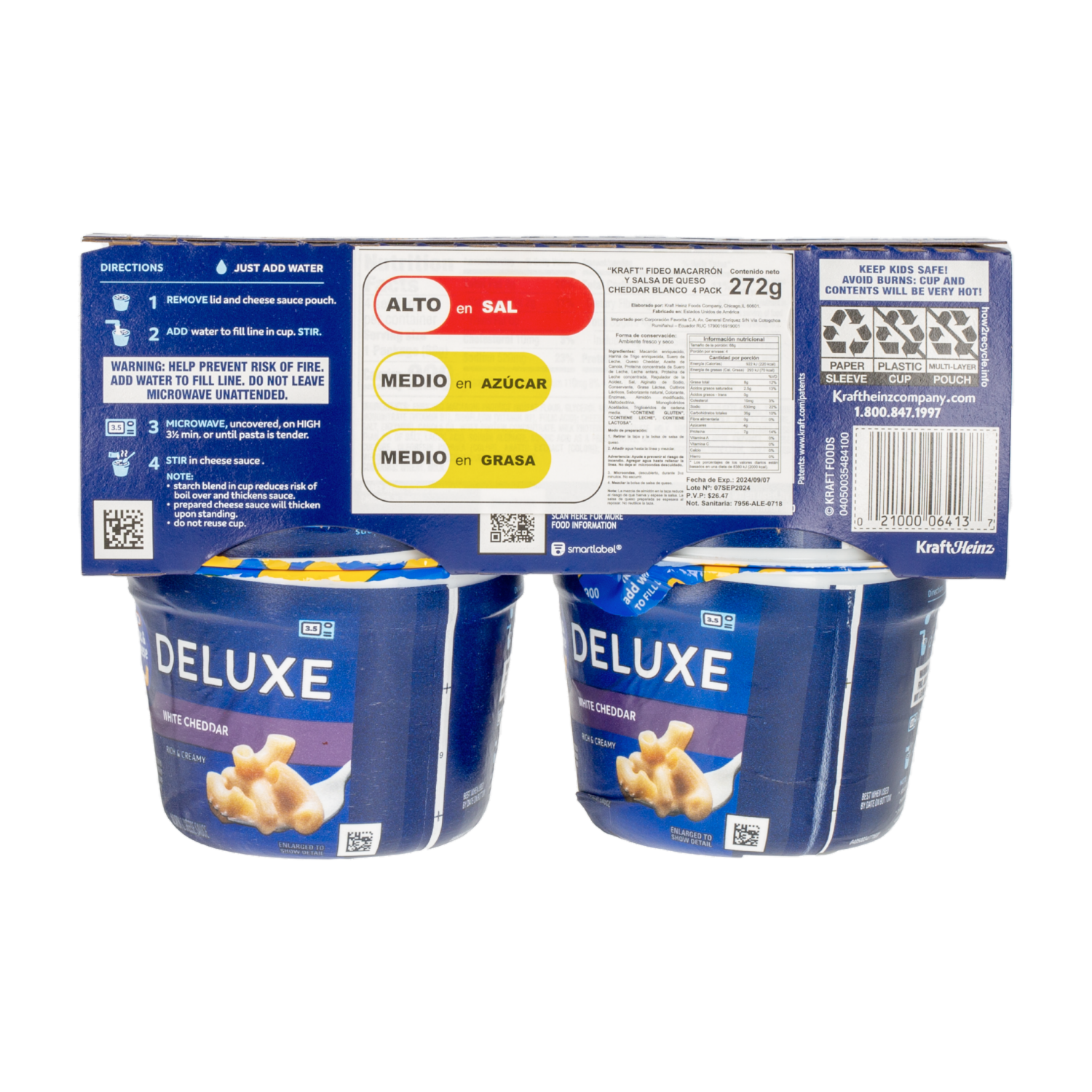 Macarrón Con Salsa Queso Cheddar Blanco Pack KRAFT 272g