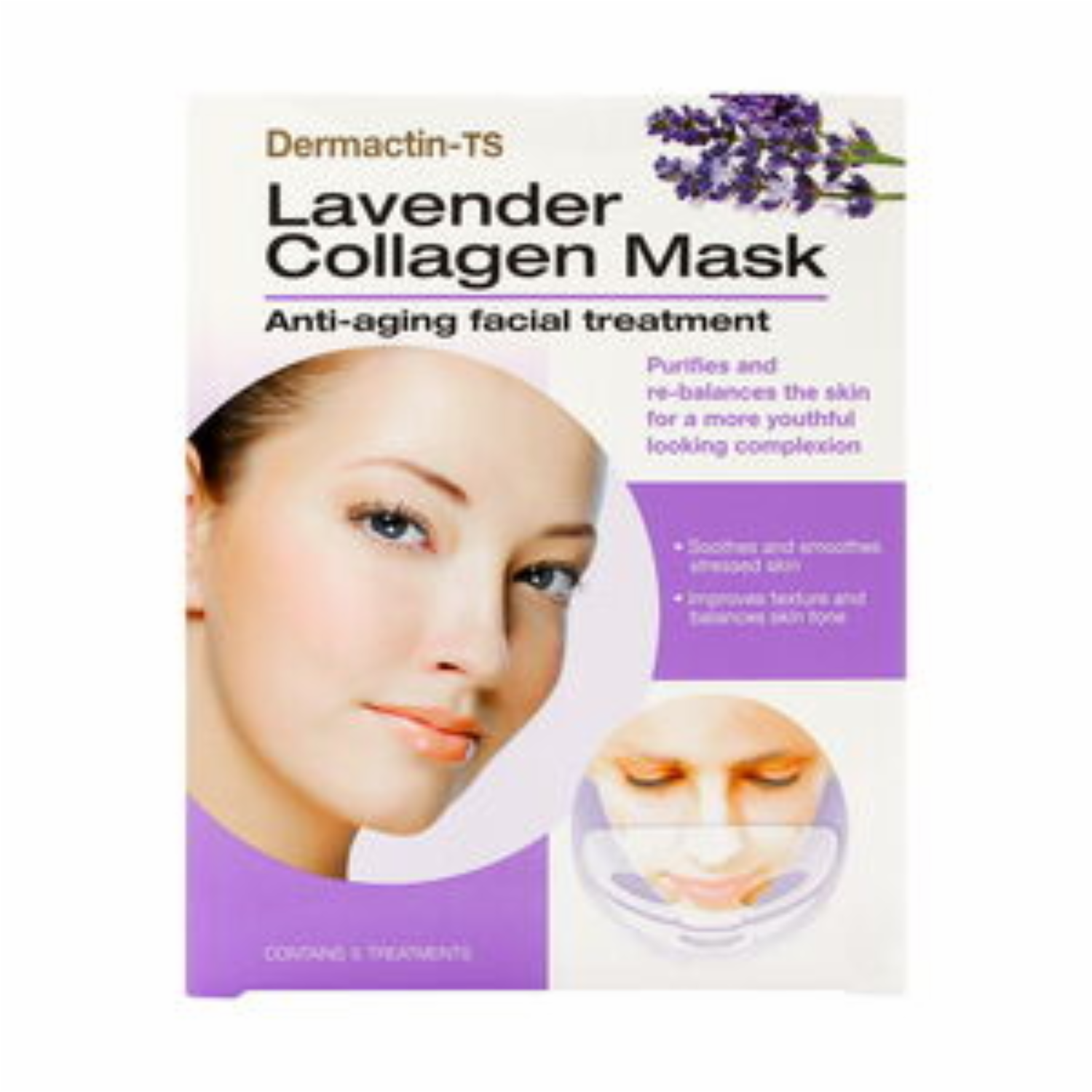 Mascarilla Facial De Colágeno – Lavender Colla DERMACTIN-TS 5 u