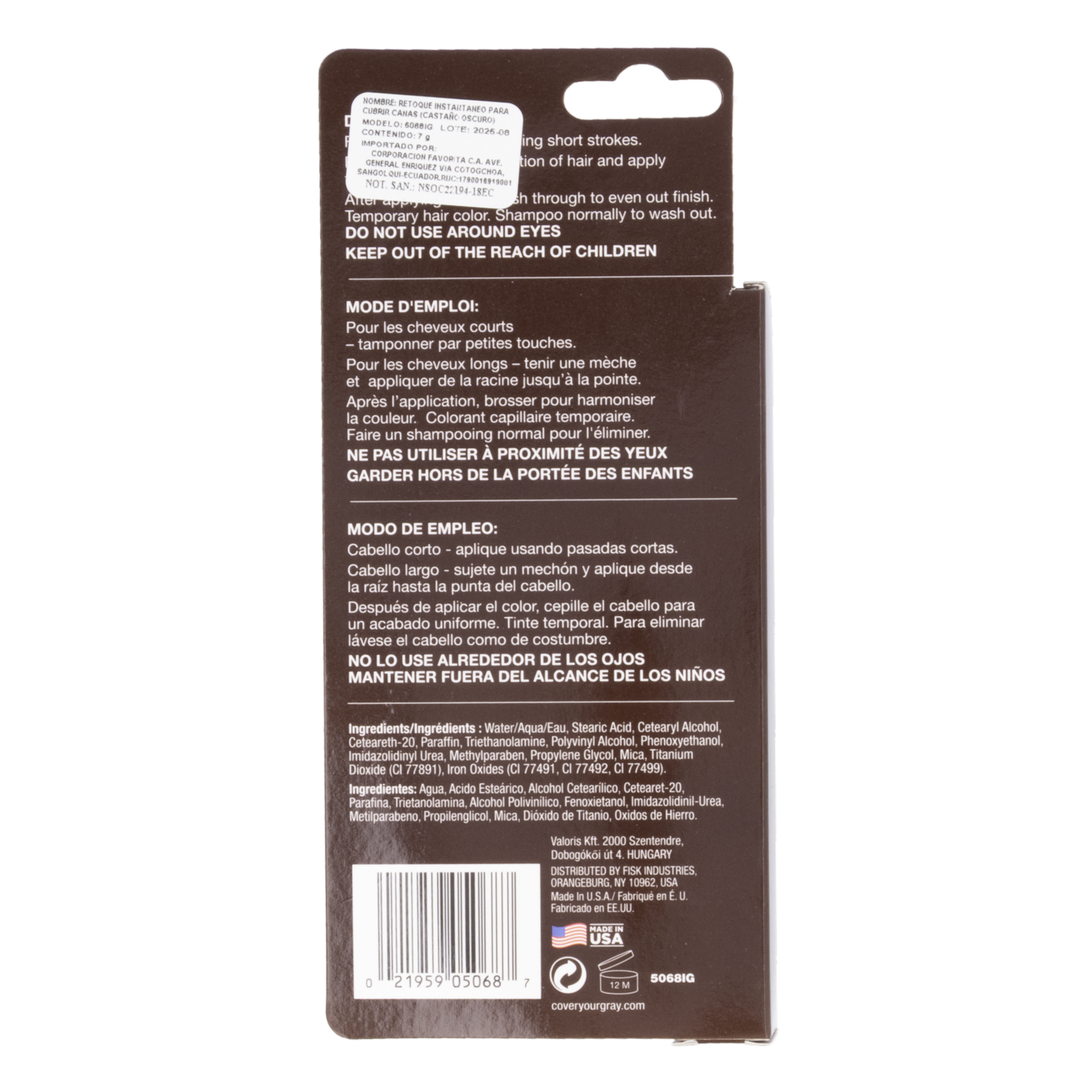 Cubre Canas Cover Your Gray Brush In Castaño Oscuro Mujer COVER YOUR GRAY 7 G