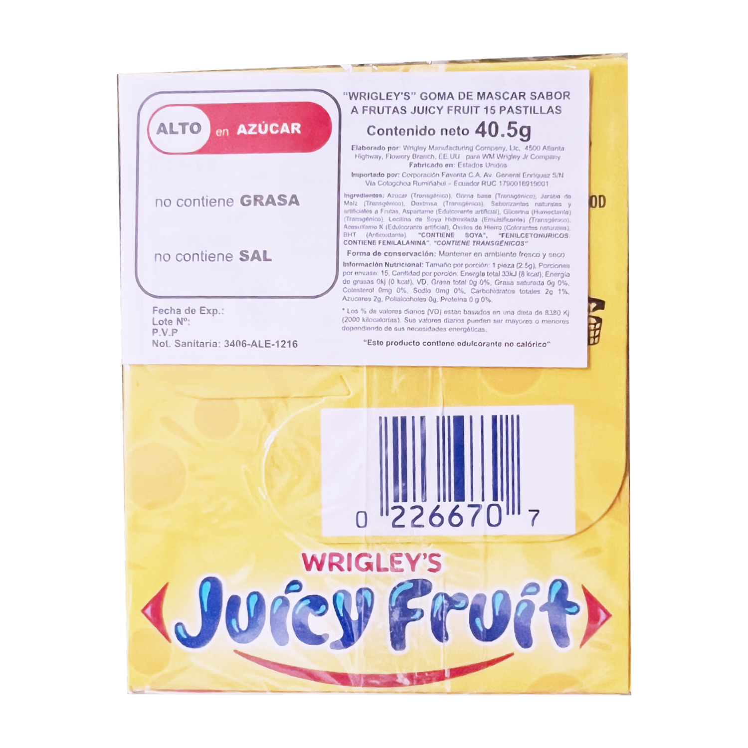 Chicles Sabor Juicyfruit WRIGLEY’S 40G