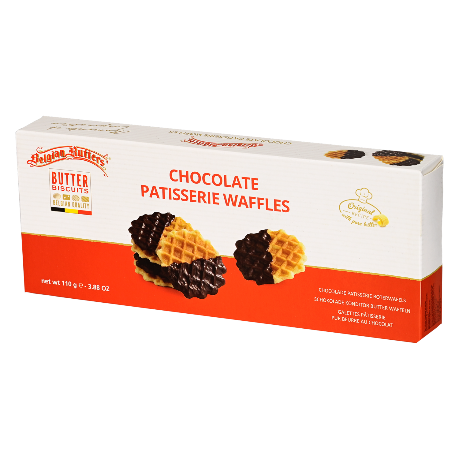 Waffles Con Mantequilla Y Semi-Cubierta Chocolate Negro BELGIAN BUTTER 110 G