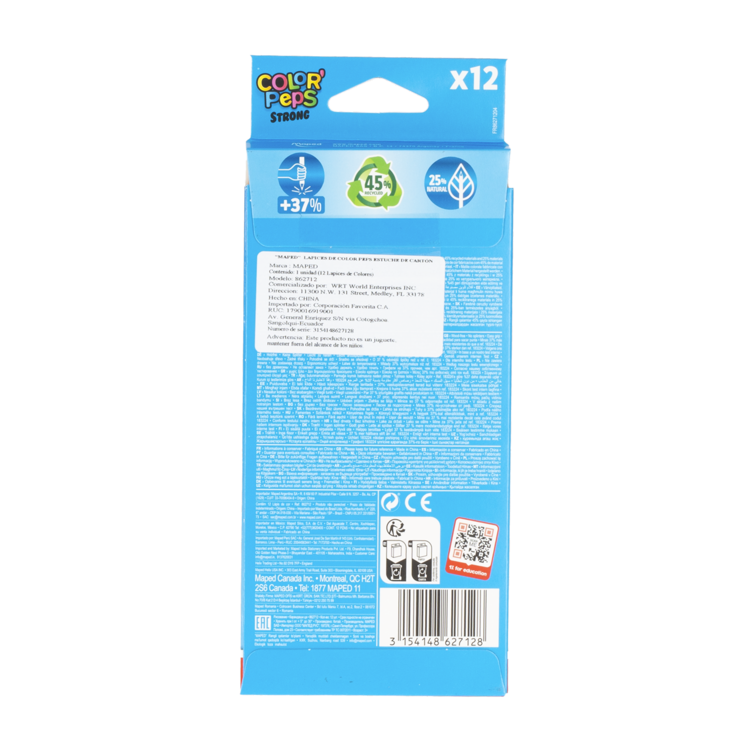 Lapices De Colores Color Peps Strong MAPED X 12 Uds
