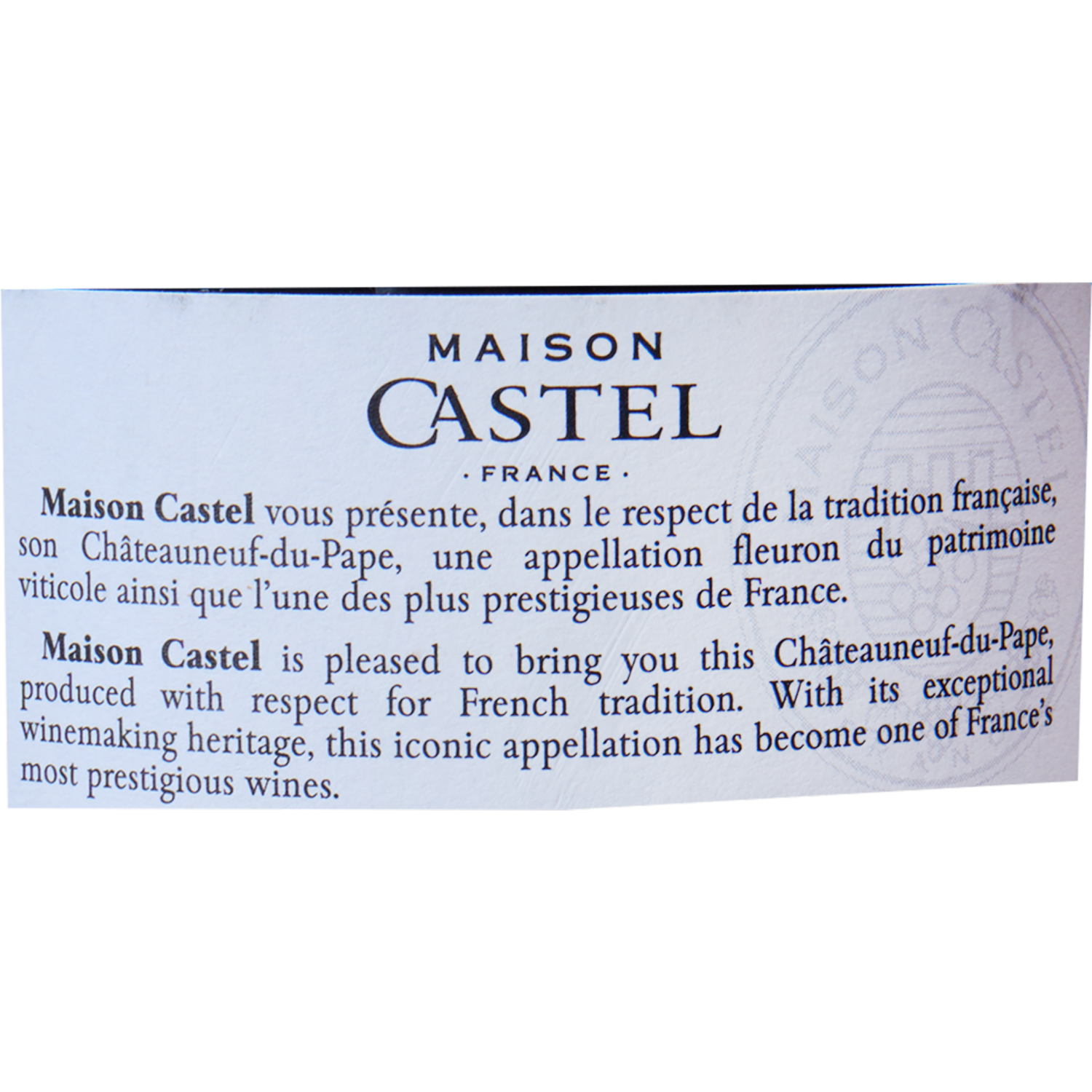 Vino Tinto Chateauneuf Du Pape MAISON CASTEL 750 Ml
