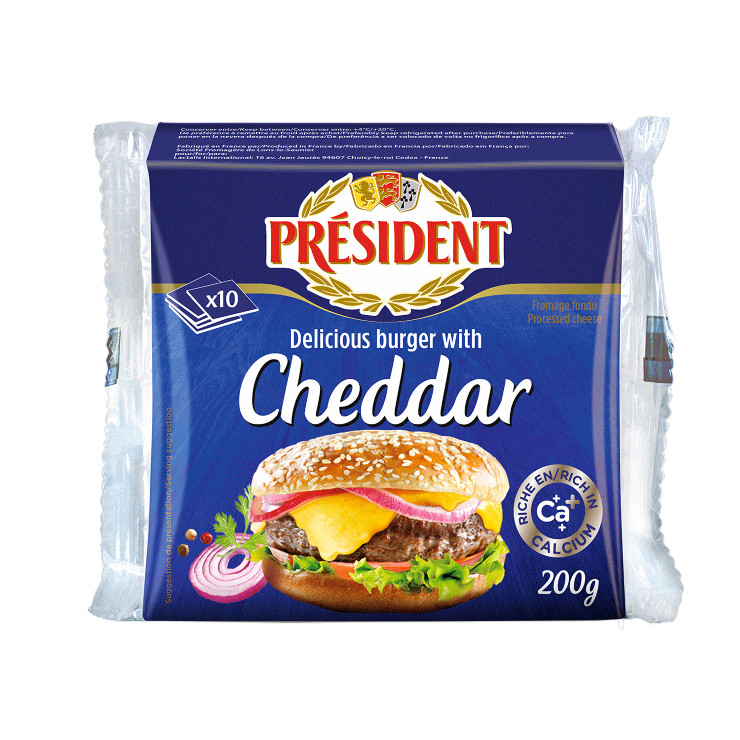 Queso Cheddar Hamburguer Lonchas PRÉSIDENT 200 G