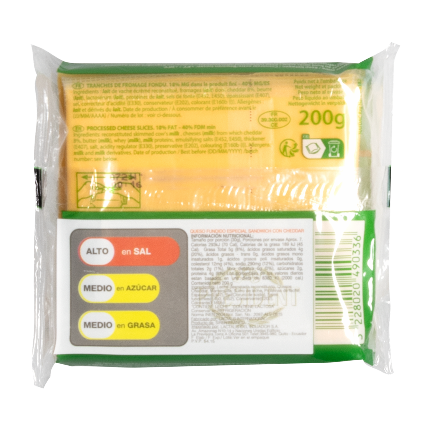 Queso Cheddar Sanduche Lonchas PRÉSIDENT 200 G