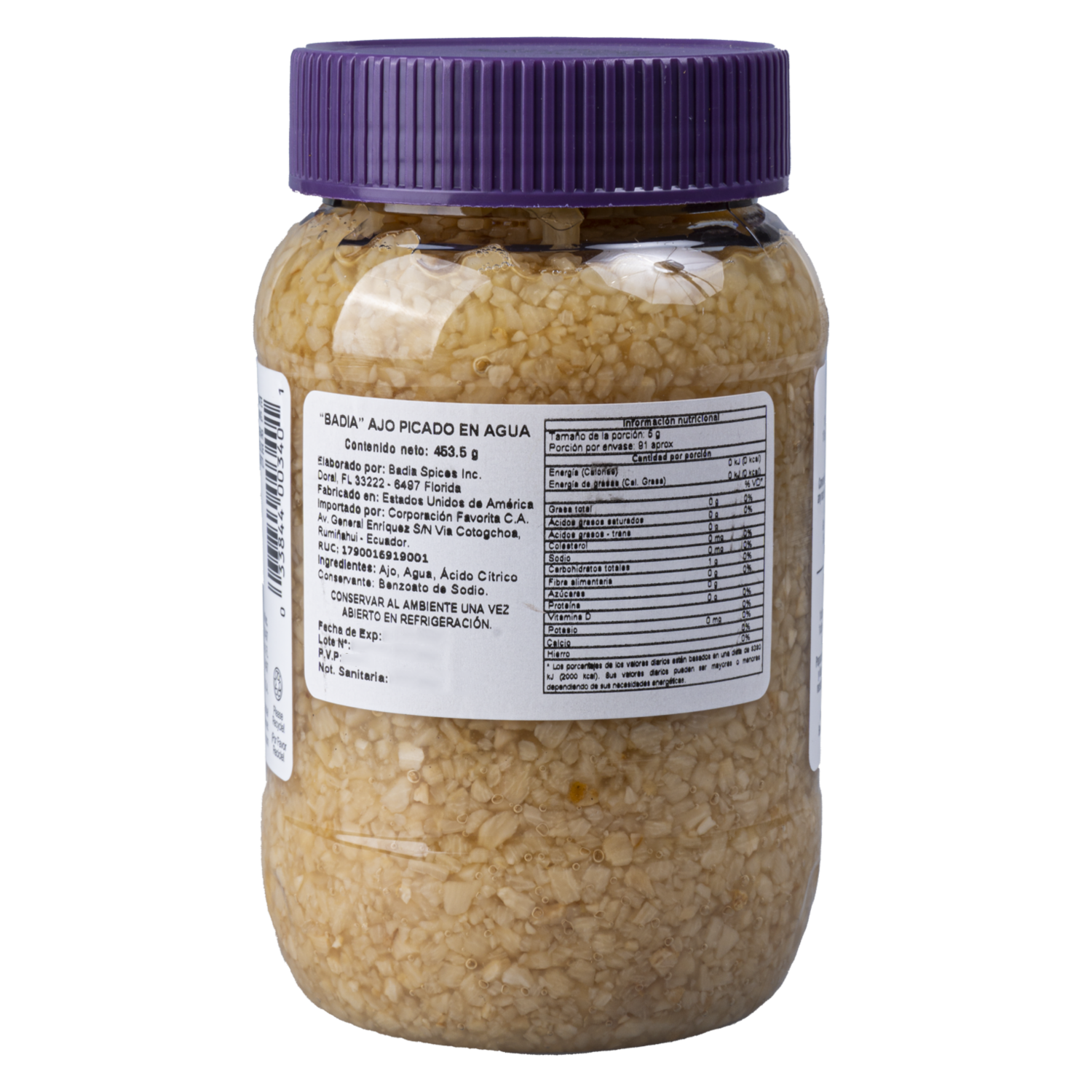 Ajo Picado En Agua BADIA 453.50 G