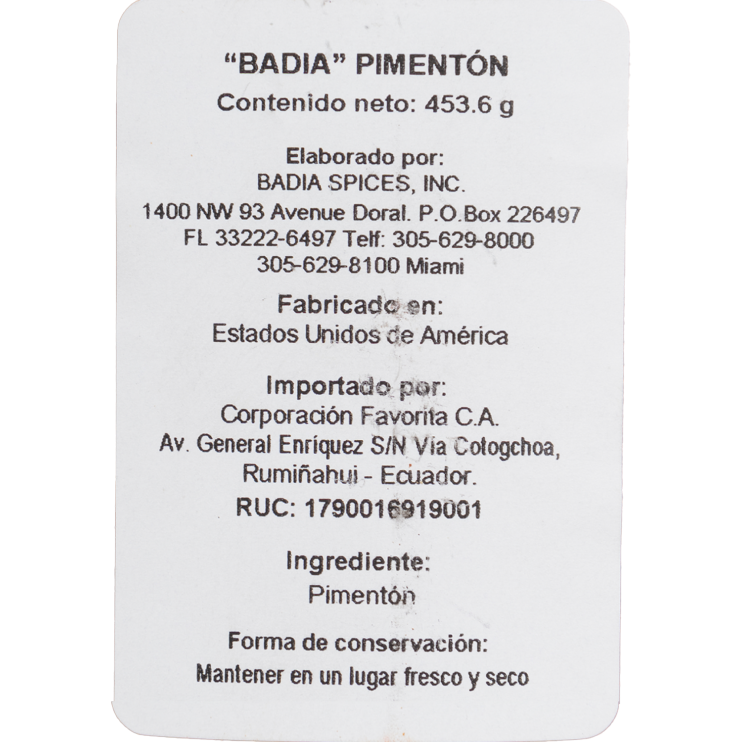 Condimento Pimentón Y Paprika BADIA 453.60 g