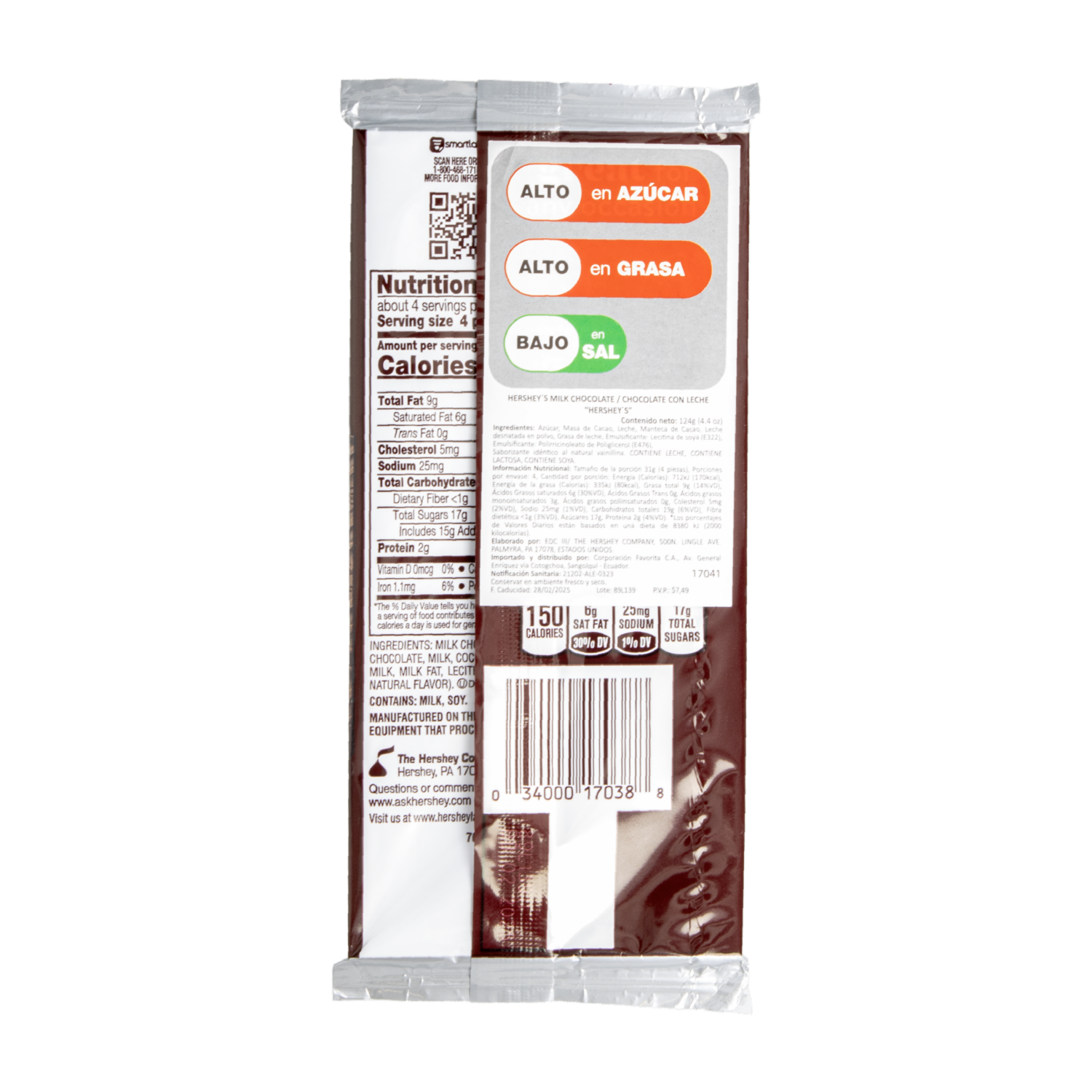Chocolate Con Leche Tableta HERSHEY’S 124 G