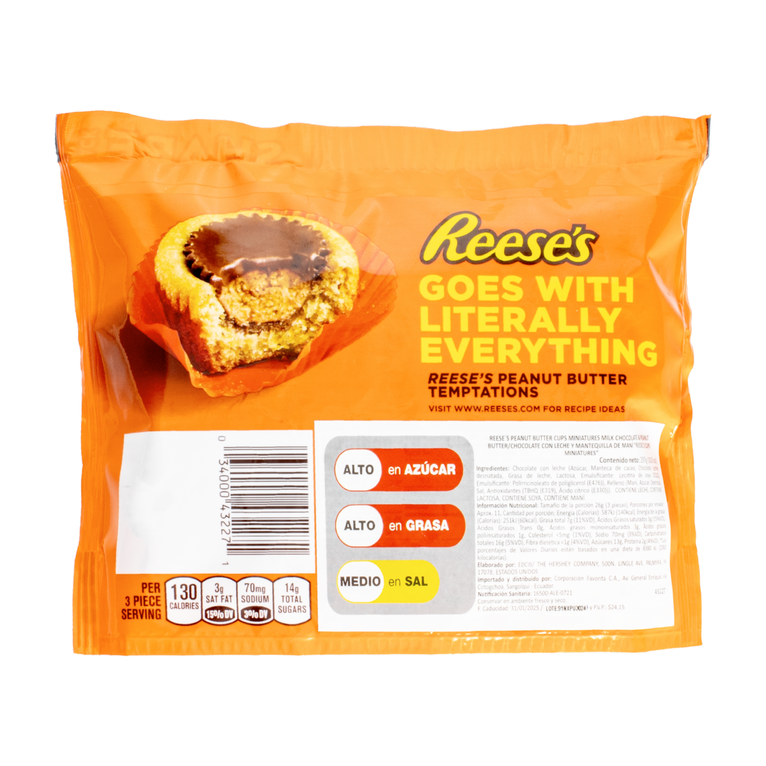 Chocolate Miniaturas Con Mantequilla De Maní Reese’s HERSHEY’S 297 G