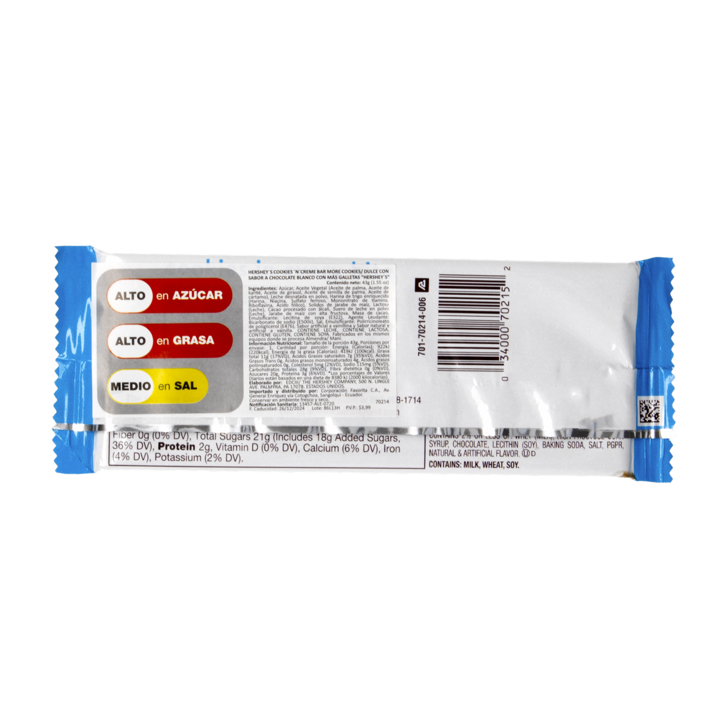 Chocolate Cookies ´N´ Cream Tableta HERSHEY’S 43 G