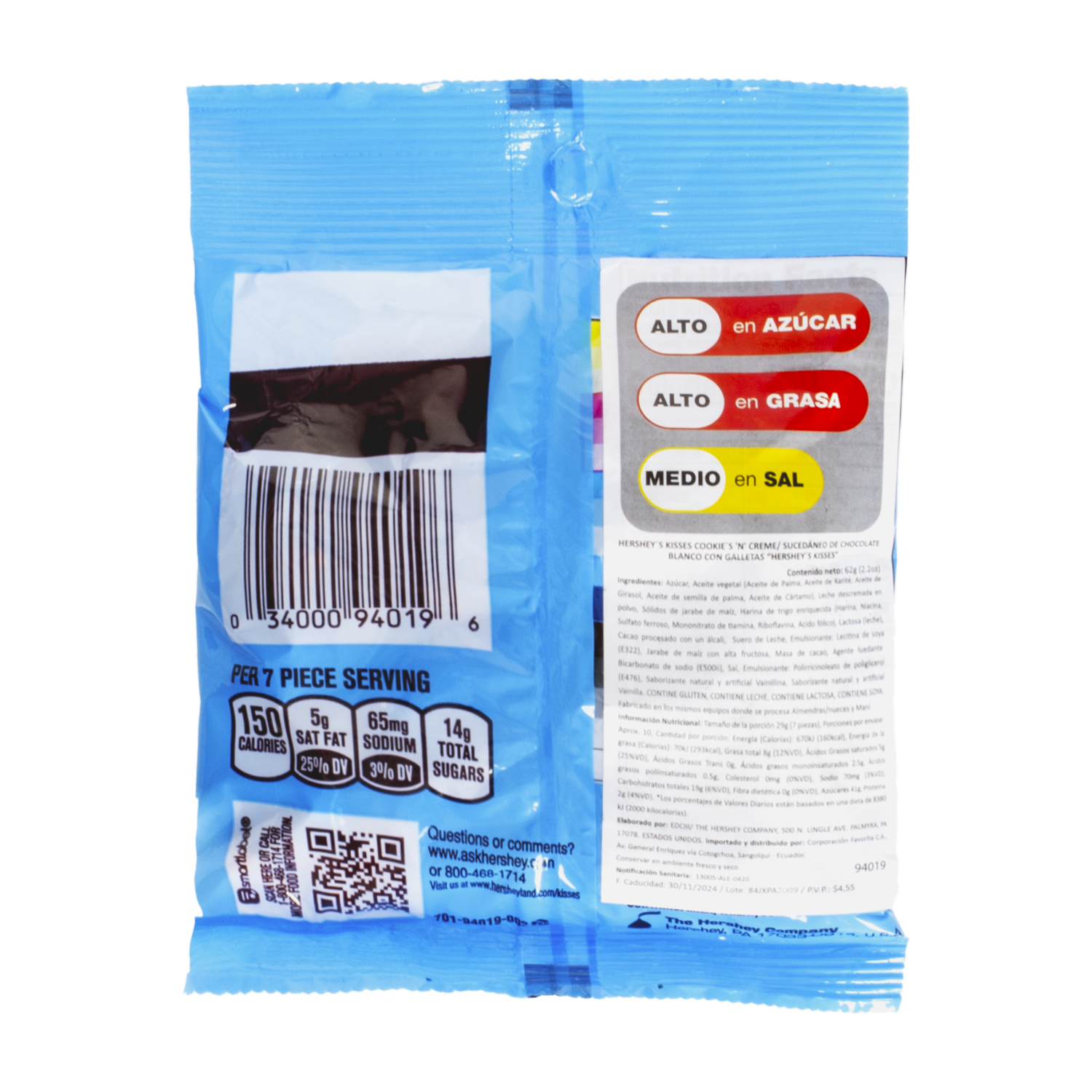 Chocolate Cookies´N´ Cream Kisses HERSHEY’S 62 G