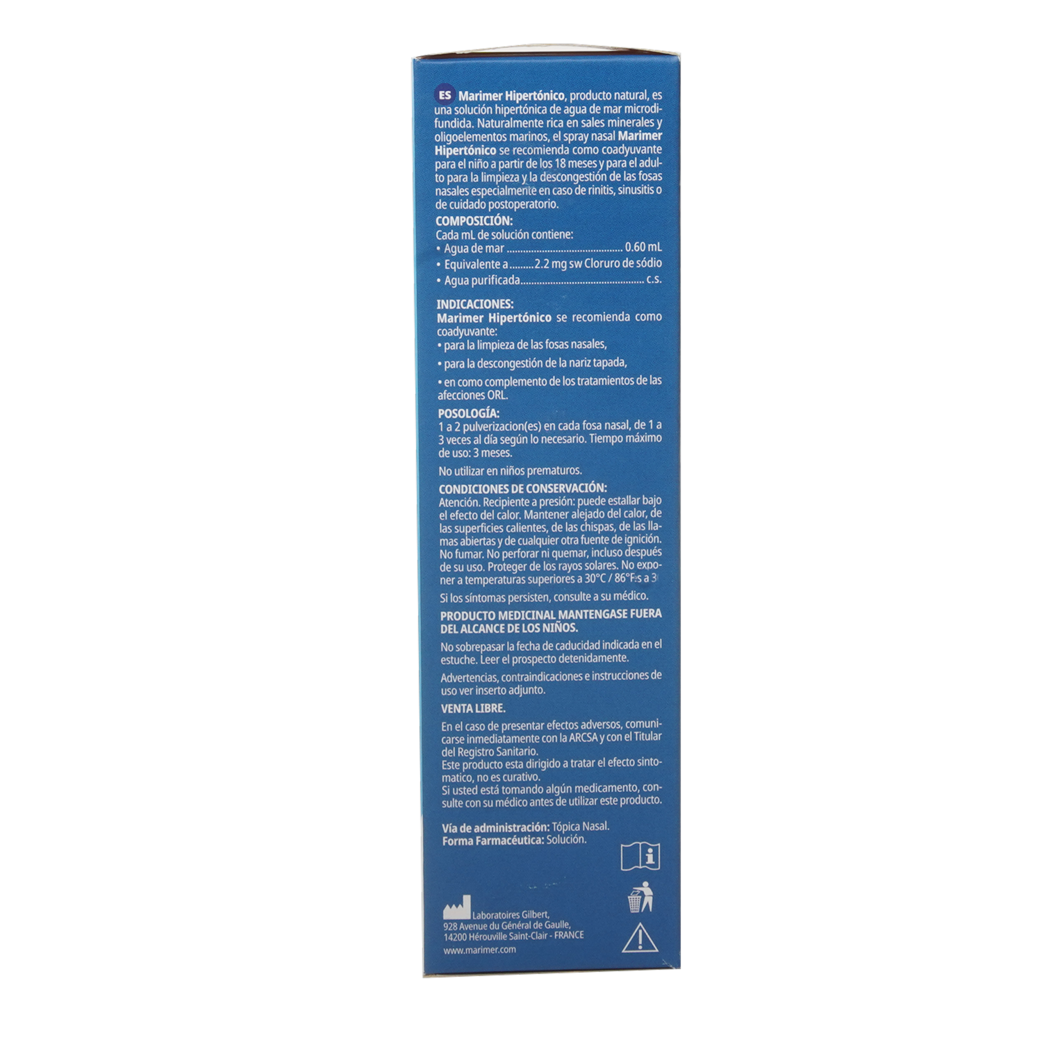 Spray Nasal Hipertónico Para Adulto MARIMER 100 Ml