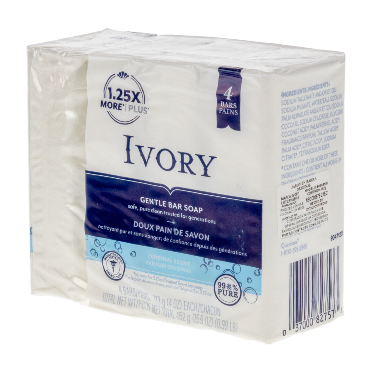 Jabón De Tocador Original Clean IVORY 452 G