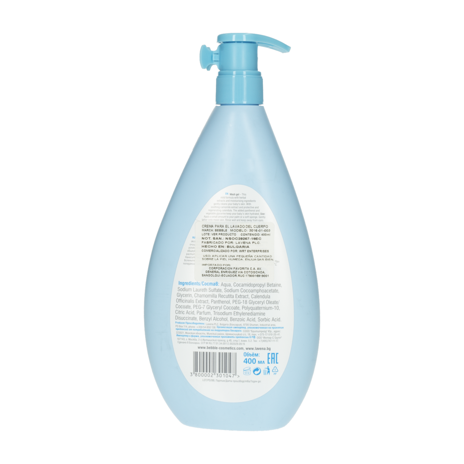 Body Wash Infantil Gel Caléndula BEBBLE 400 Ml