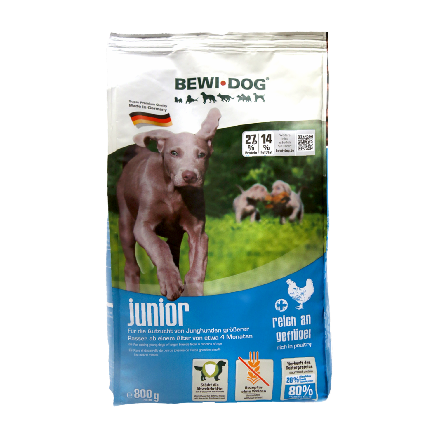 Alimento Para Perros Jóvenes Razas Grandes Junior BEWI DOG 800 G