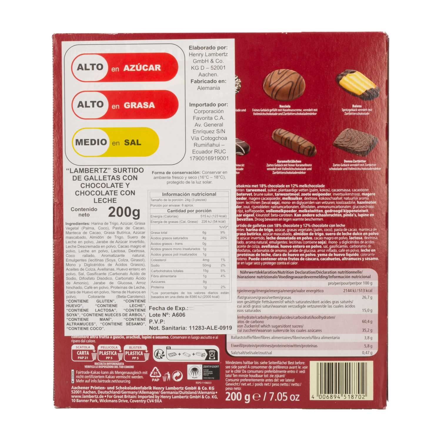 Galleta De Chocolate Con Leche LAMBERTZ 200 G
