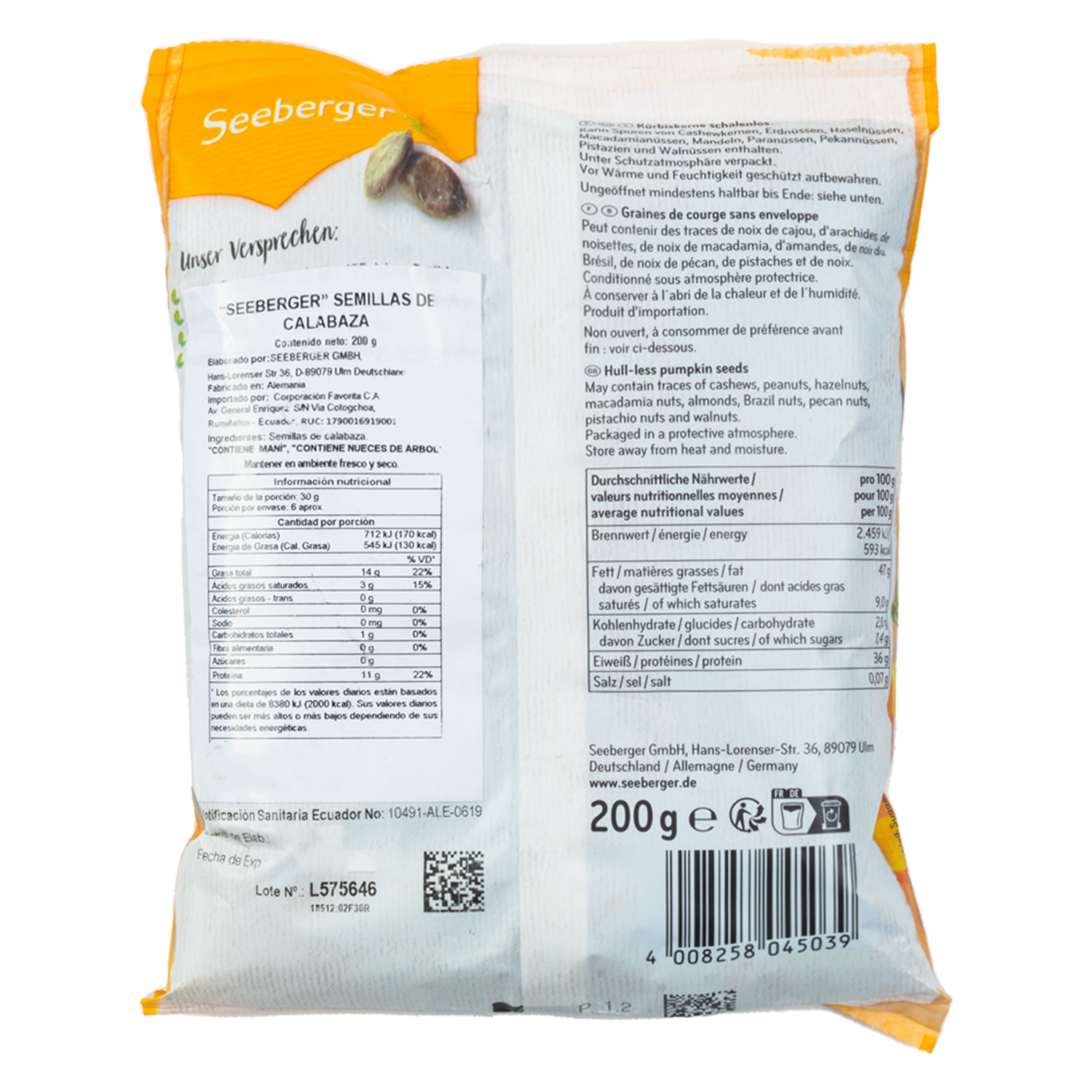 Semillas De Calabaza SEEBERGER 200 G