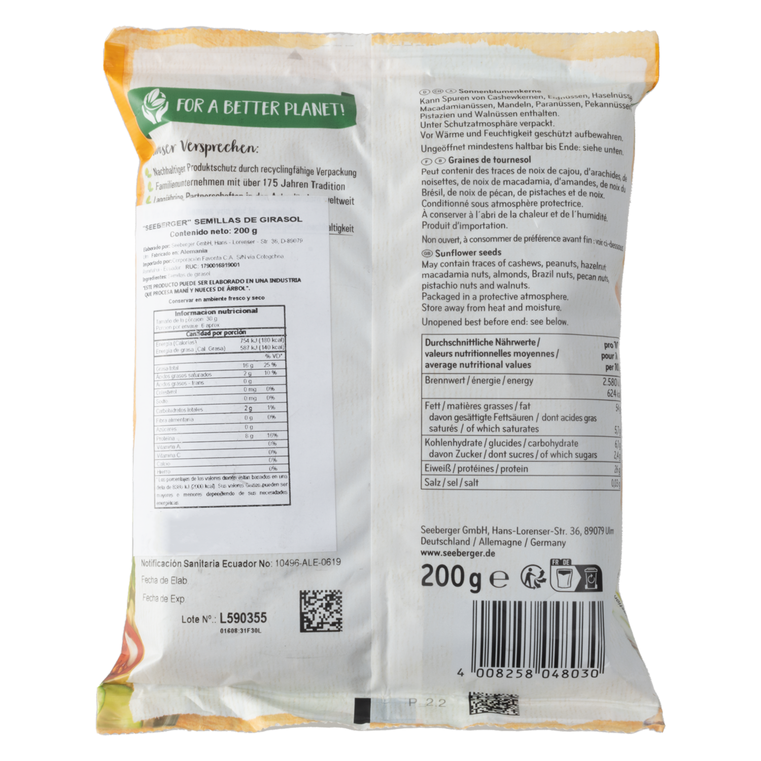 Semillas De Girasol Crocantes SEEBERGER 200 G
