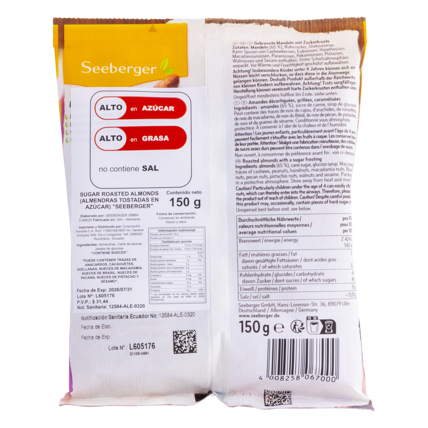 Almendras Tostadas En Azúcar SEEBERGER 150 G