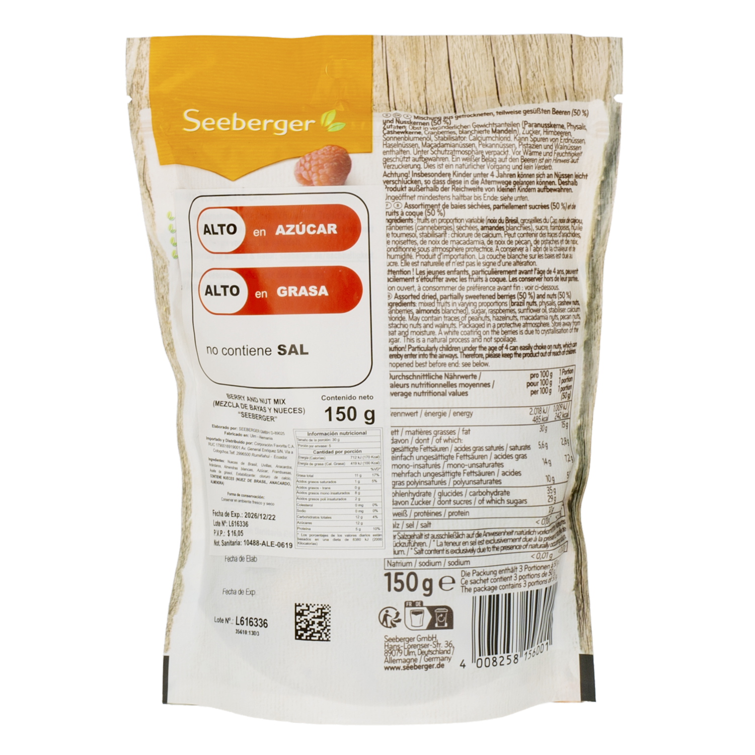 Frutos Secos Mezcla De Bayas Y Nueces SEEBERGER 150 G