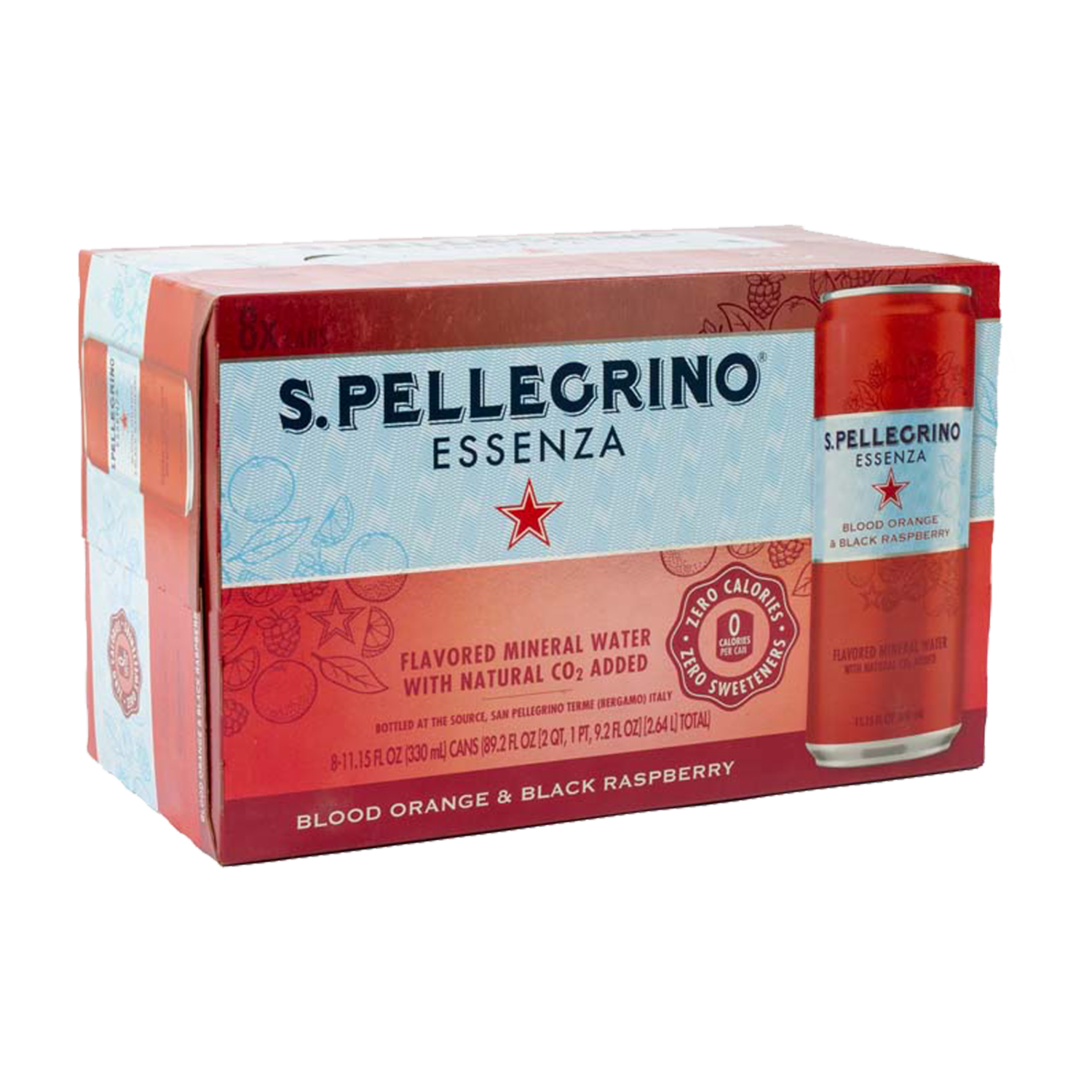 Bebida Con Naranja Roja Y Frambuesa Negra S.PELLEGRINO 8 X 330 ml