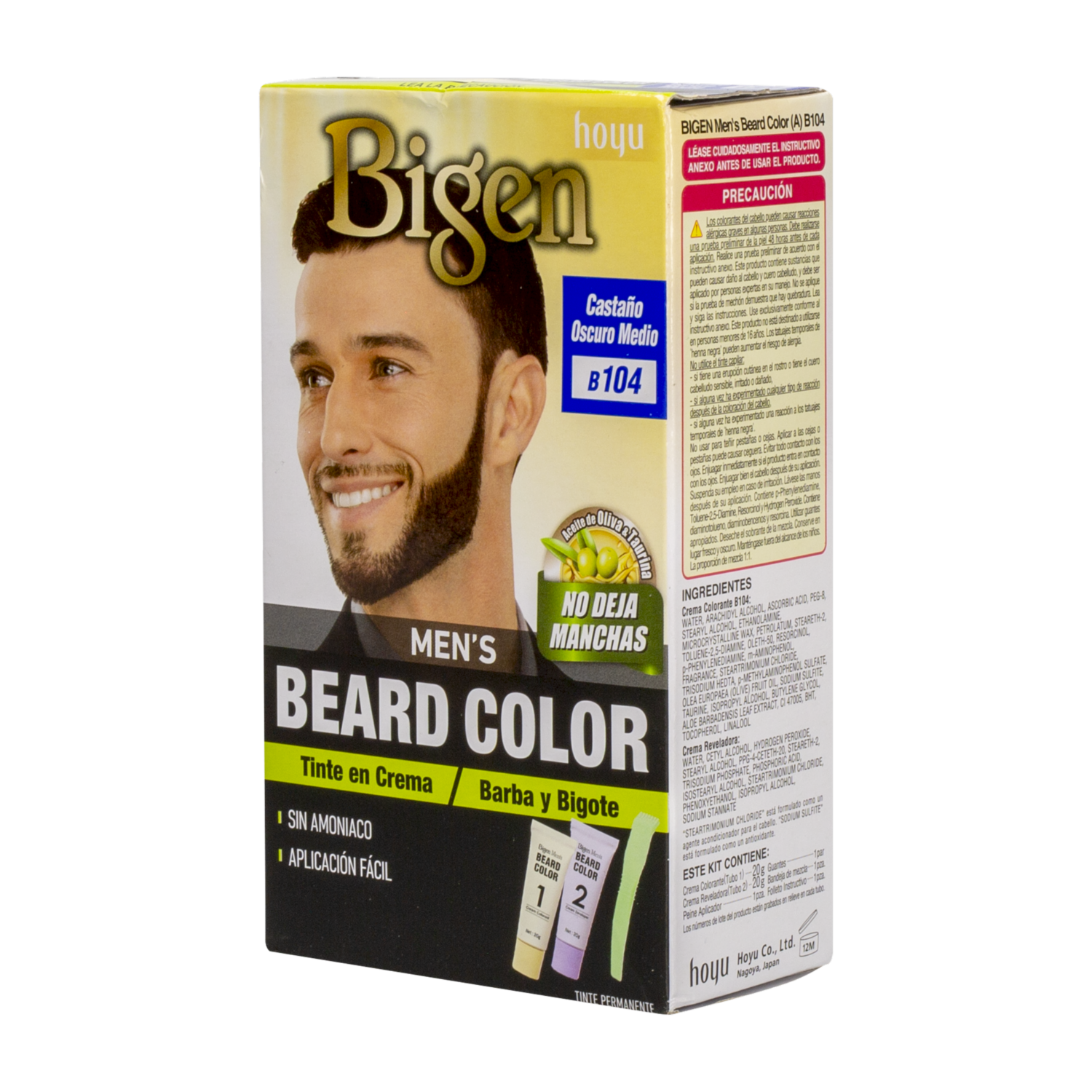 Tinte Para Barba Y Bigote Sin Amoníaco N° B.104 Castaño Oscuro Medio BIGEN MEN’S 1 Kit