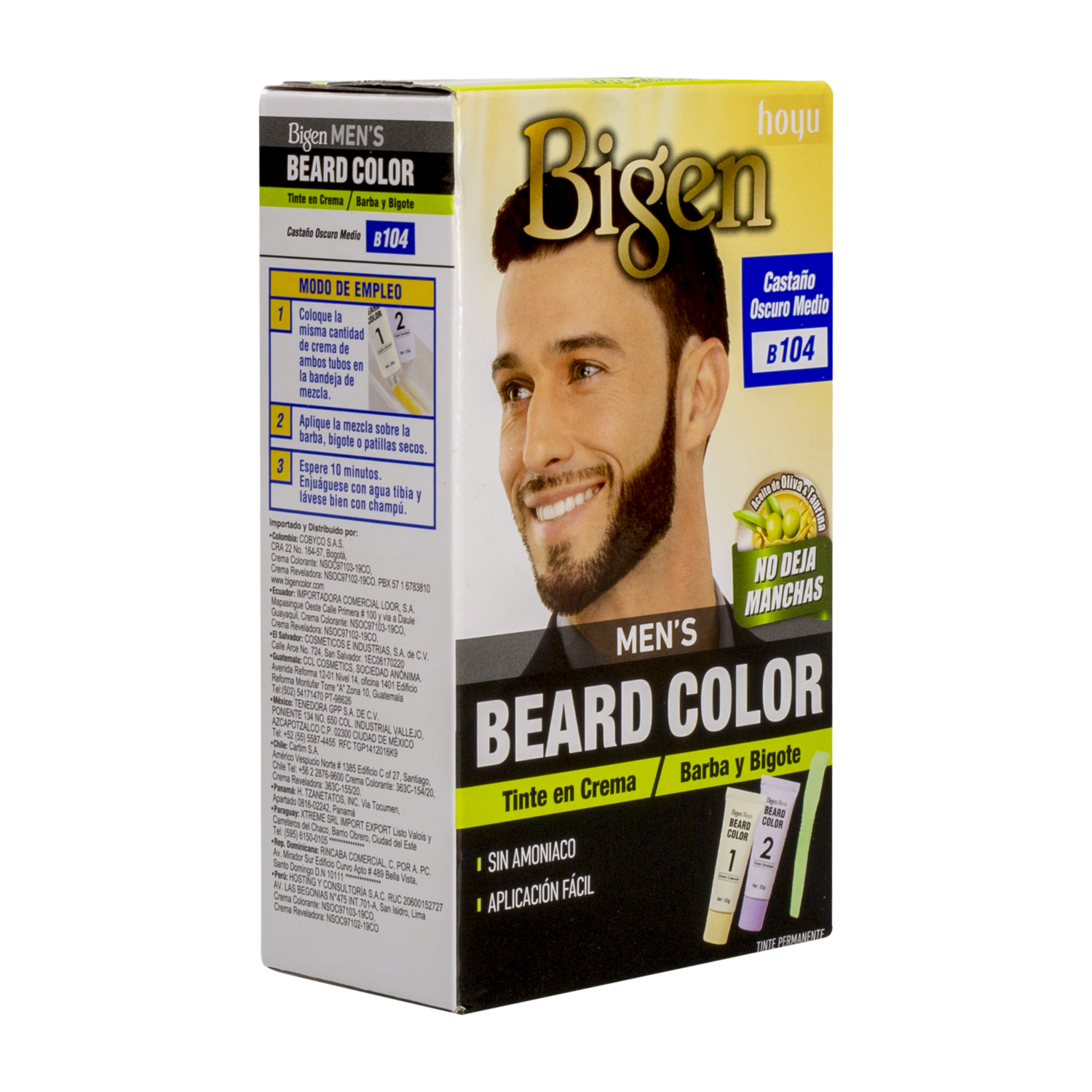 Tinte Para Barba Y Bigote Sin Amoníaco N° B.104 Castaño Oscuro Medio BIGEN MEN’S 1 Kit
