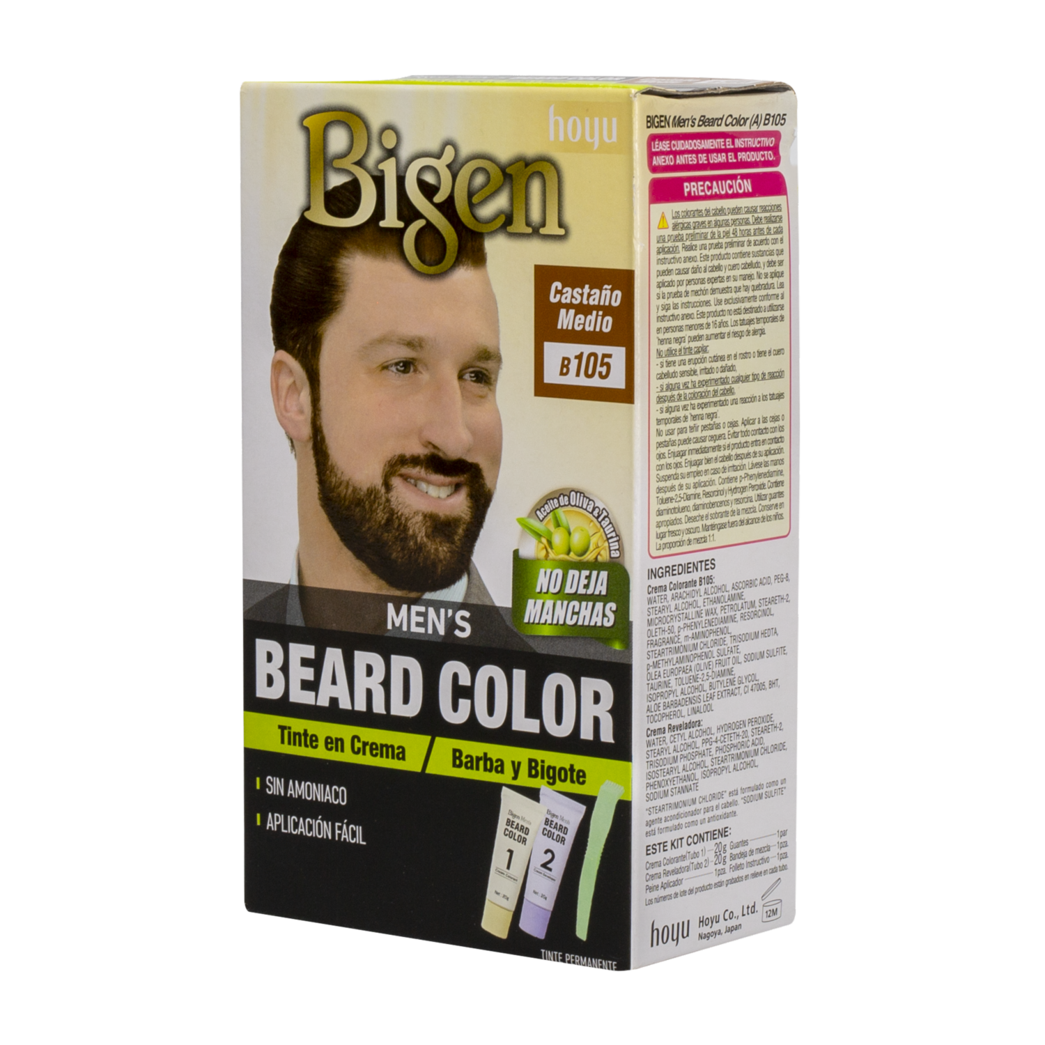 Tinte Para Barba Y Bigote Sin Amoníaco N° B.105 Castaño Medio BIGEN MEN’S 1 Kit