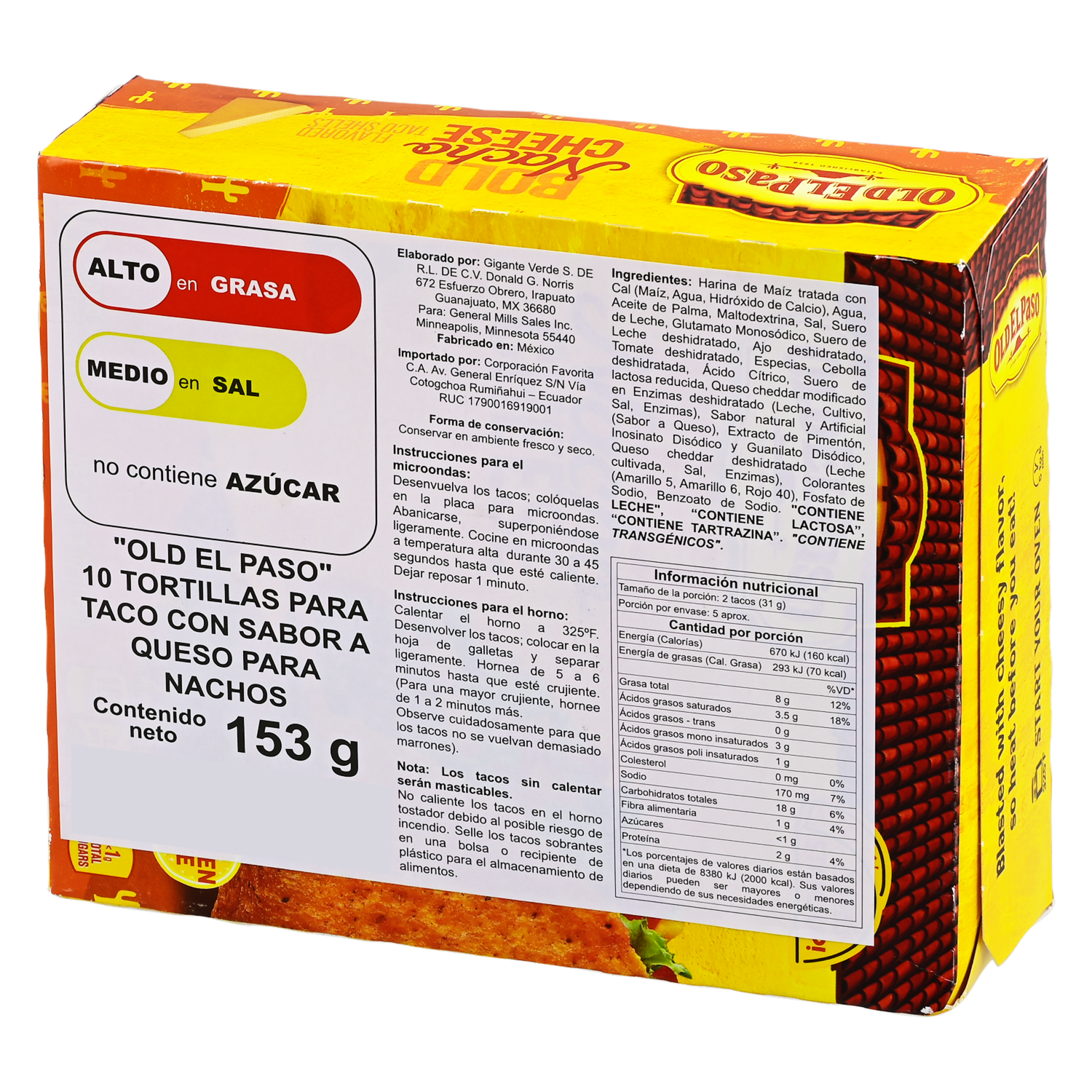 Tortillas Duras Sabor A Nachos Con Queso OLD EL PASO 153 G