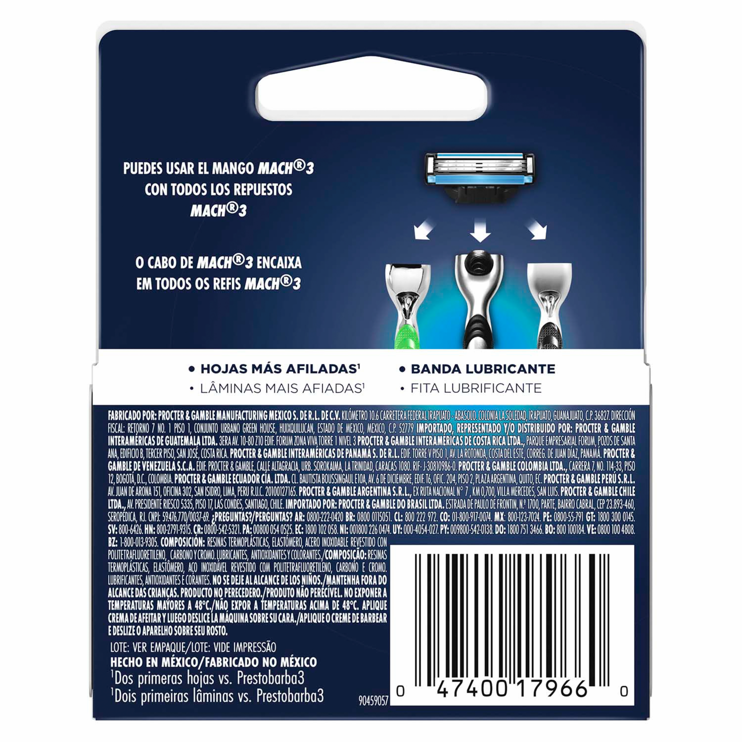 Repuestos De Afeitadora Mach 3 GILLETTE X 4 Uds