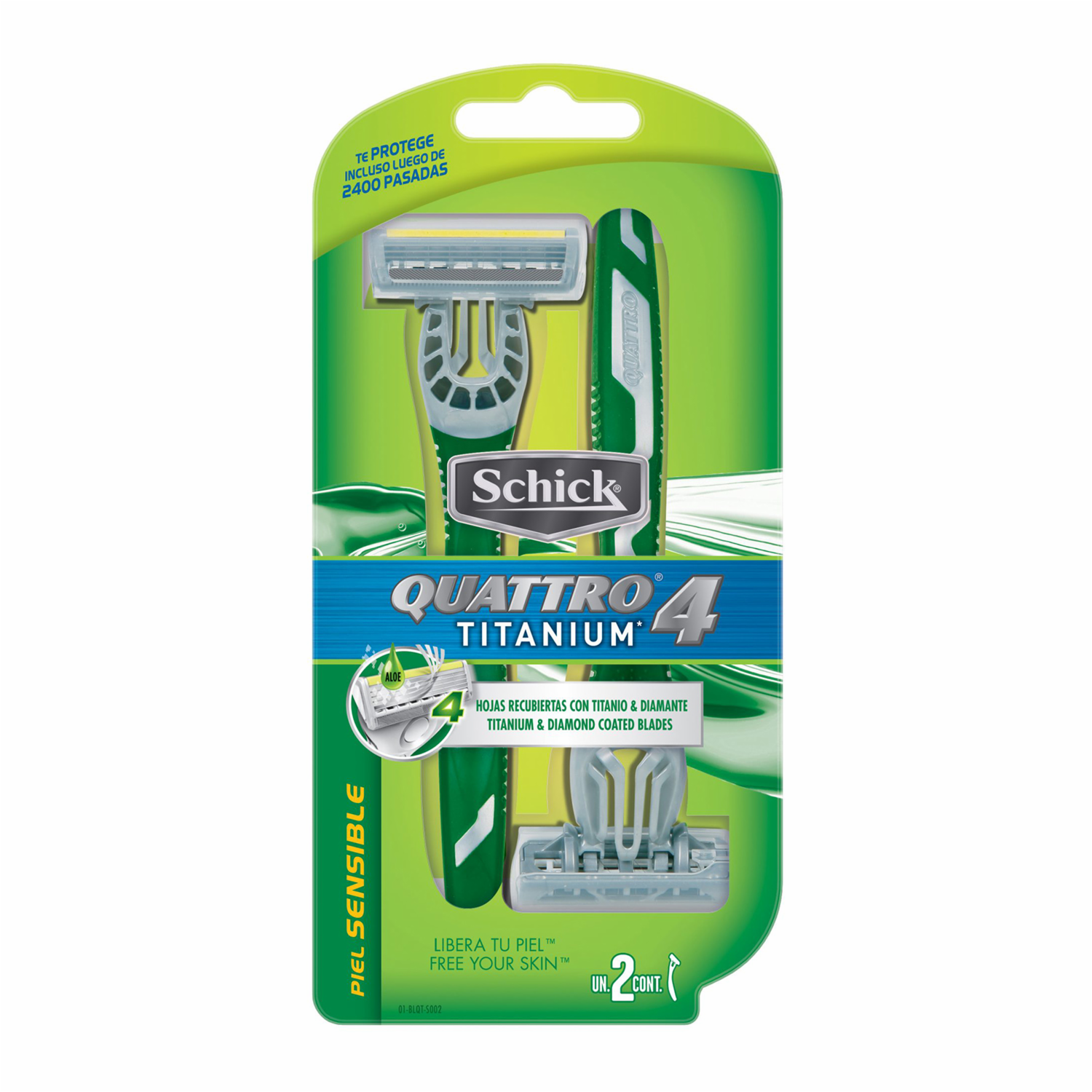 Afeitadora Desechable Para Hombre Quattro4 Titanium Sensitive SCHICK X2 Uds
