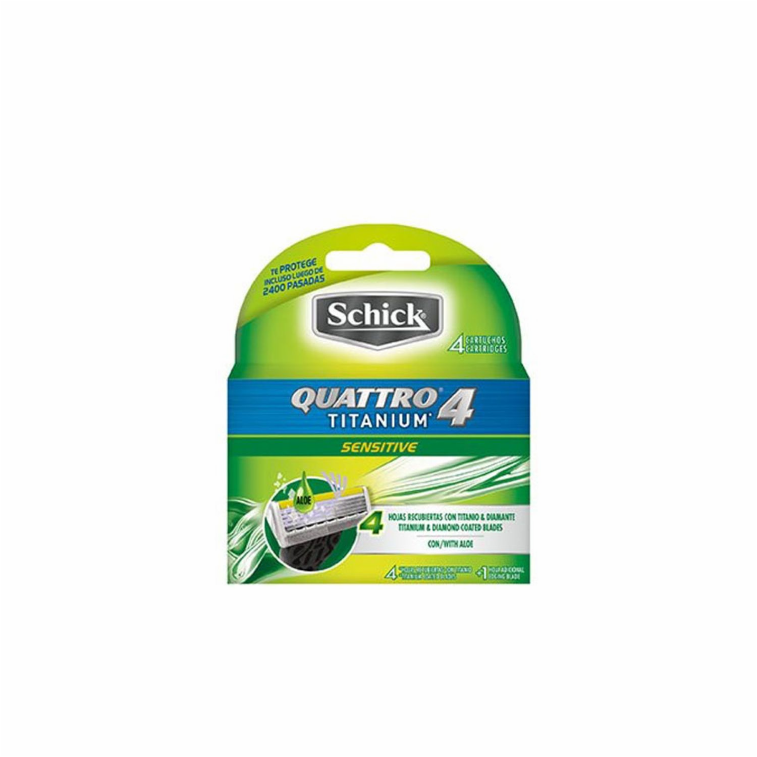 Repuesto De Afeitadora Para Hombre Quattro4 Titanium Sensitive SCHICK X2 Uds