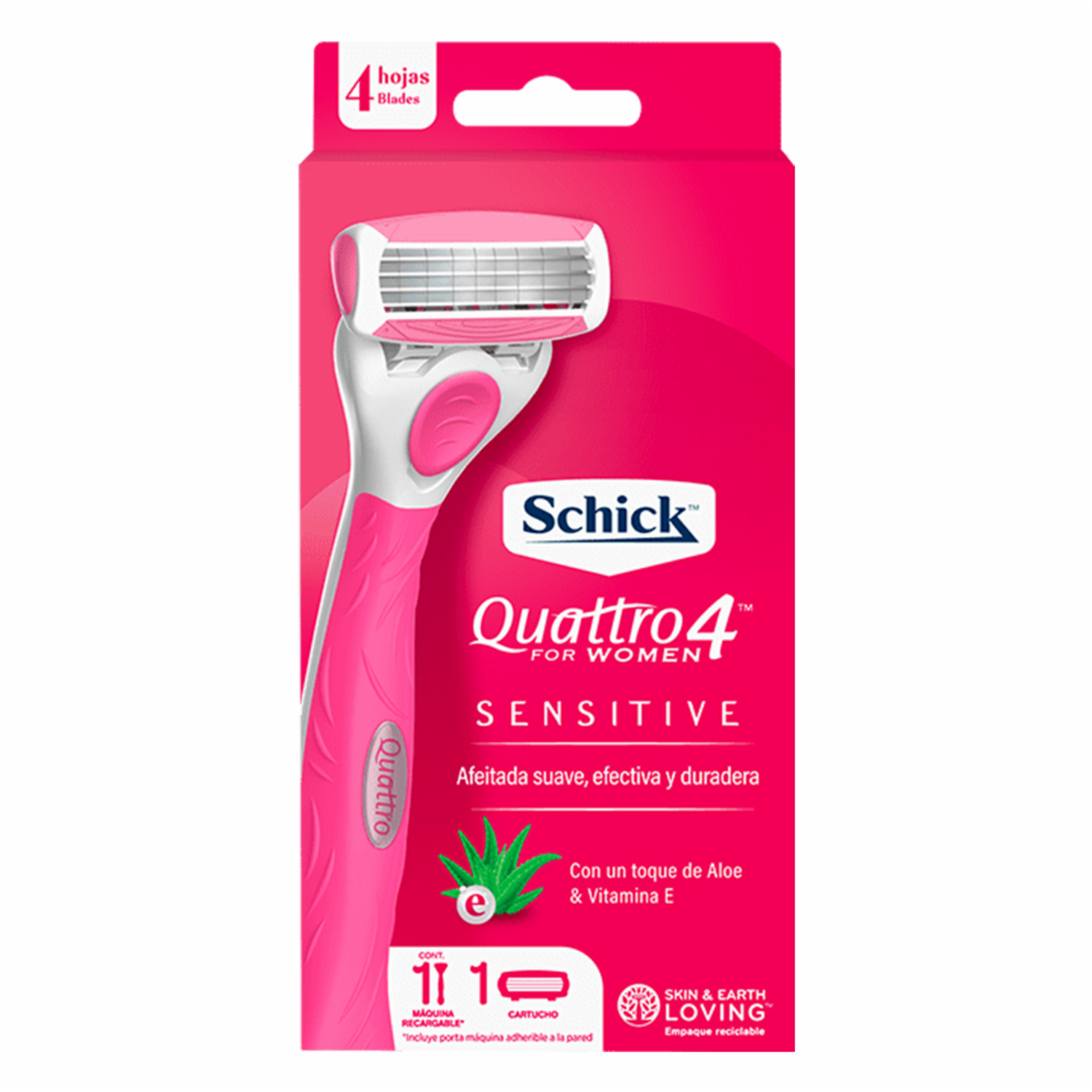 Afeitadora Para Mujer Quattro4 Sensitive SCHICK Unidad + 1Rep