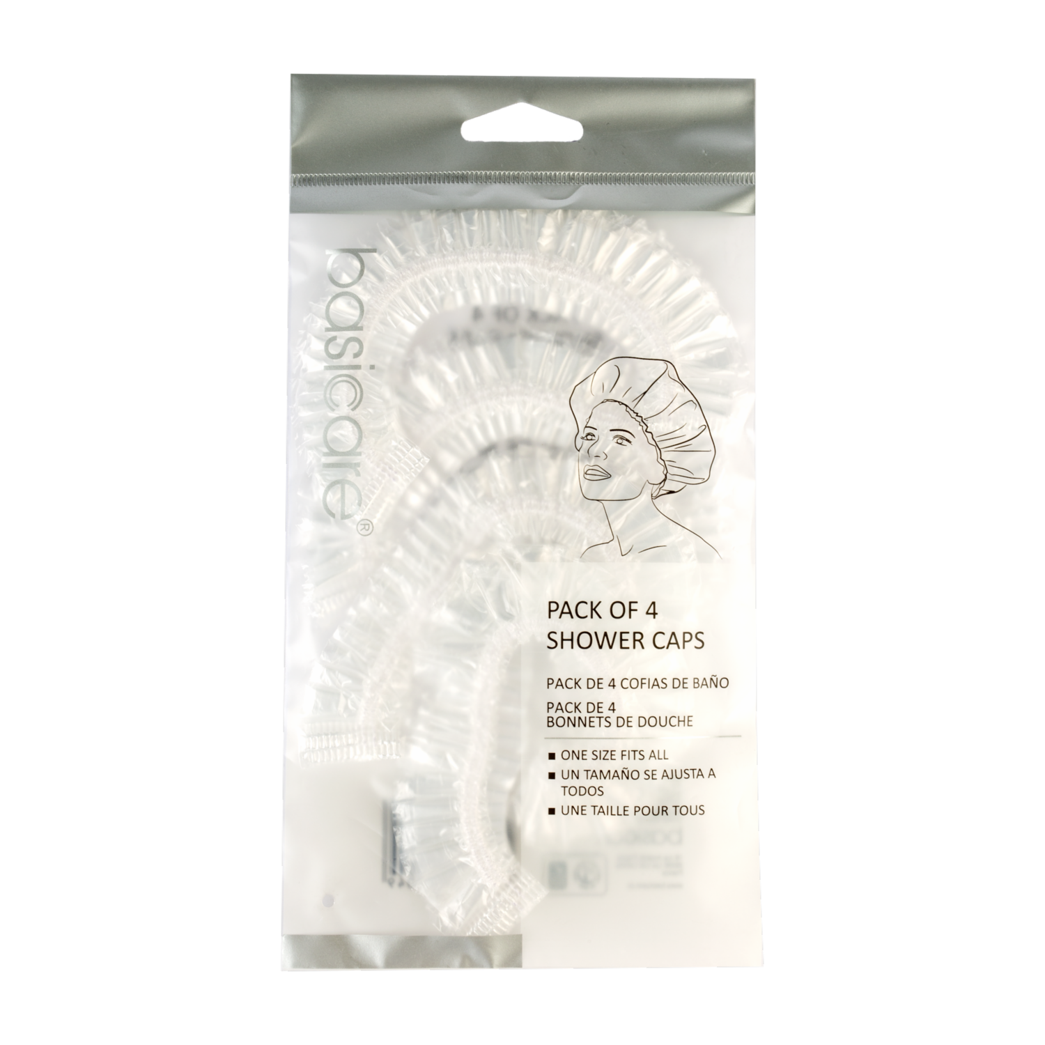 Gorro De Baño De Cabello Para Ducha Desechable X4 BASICARE Paquete