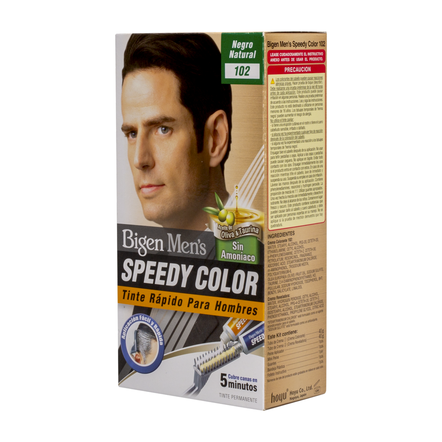 Tinte De Cabello En Crema Sin Amoníaco N° 102 Negro Natural BIGEN MEN’S 1 Kit + Peine