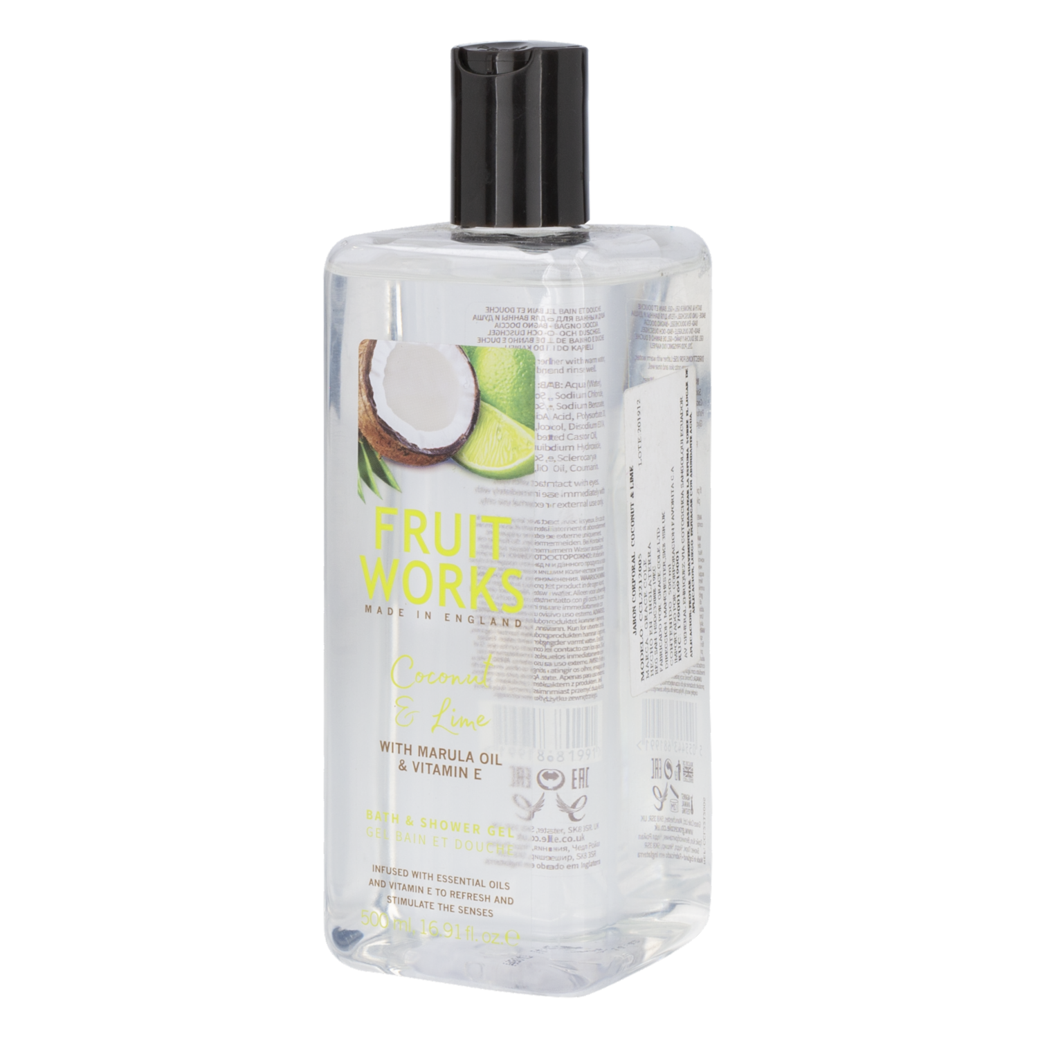 Jabón Líquido Corporal De Coco Y Lima FRUIT WORKS De 500Ml