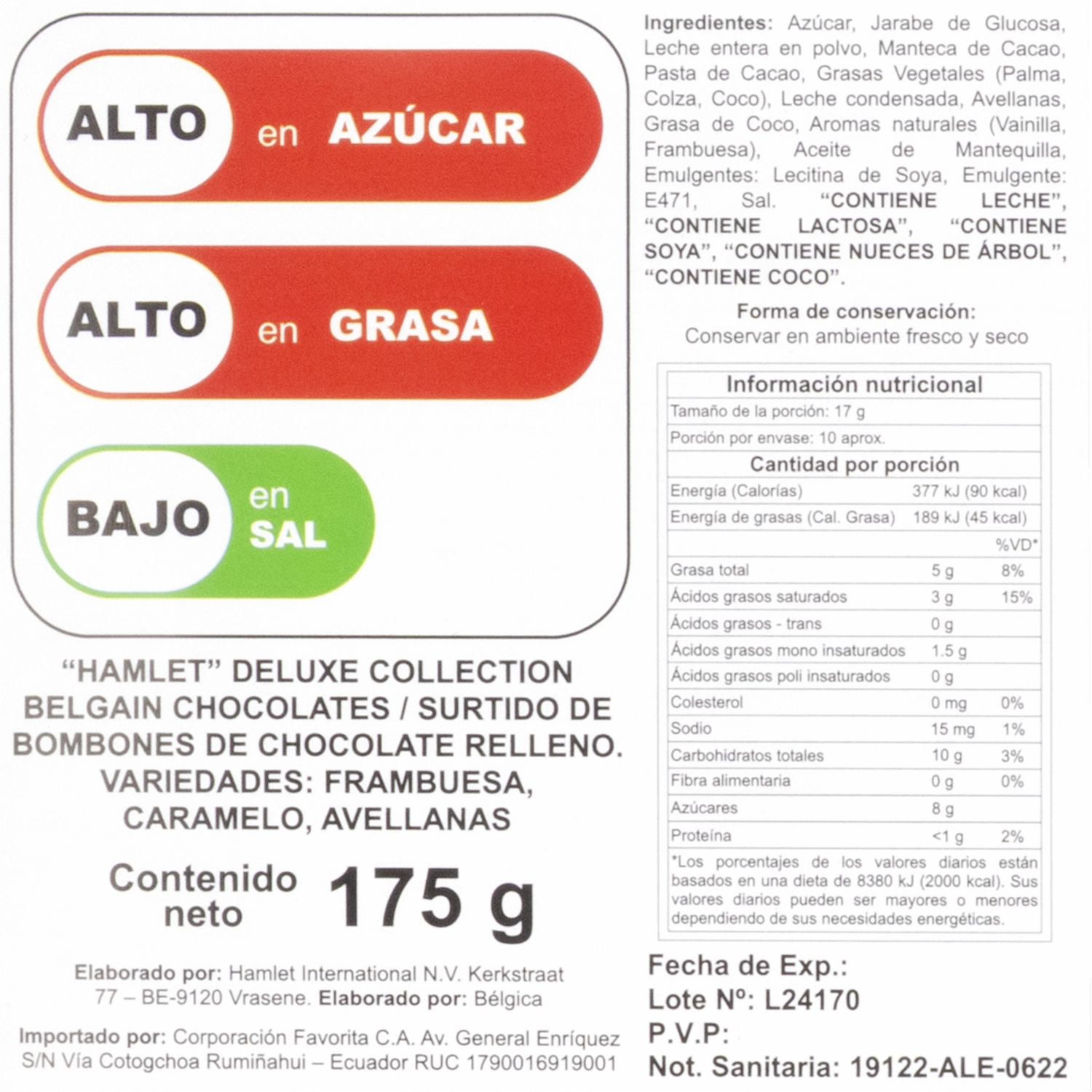 Chocolate Belga Colección Deluxe HAMLET 175 G