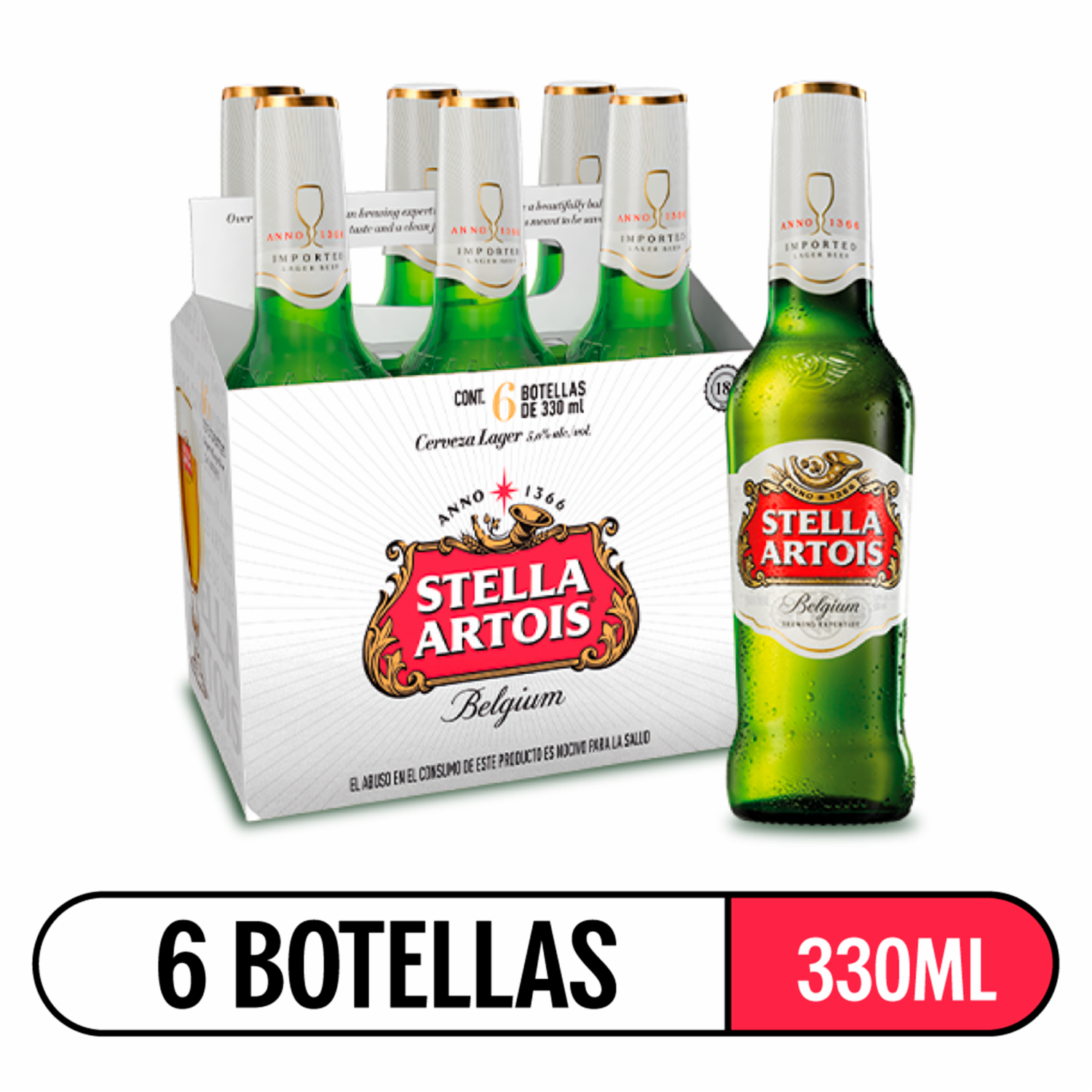 Cerveza Belgium STELLA ARTOIS 6 X 330 Ml