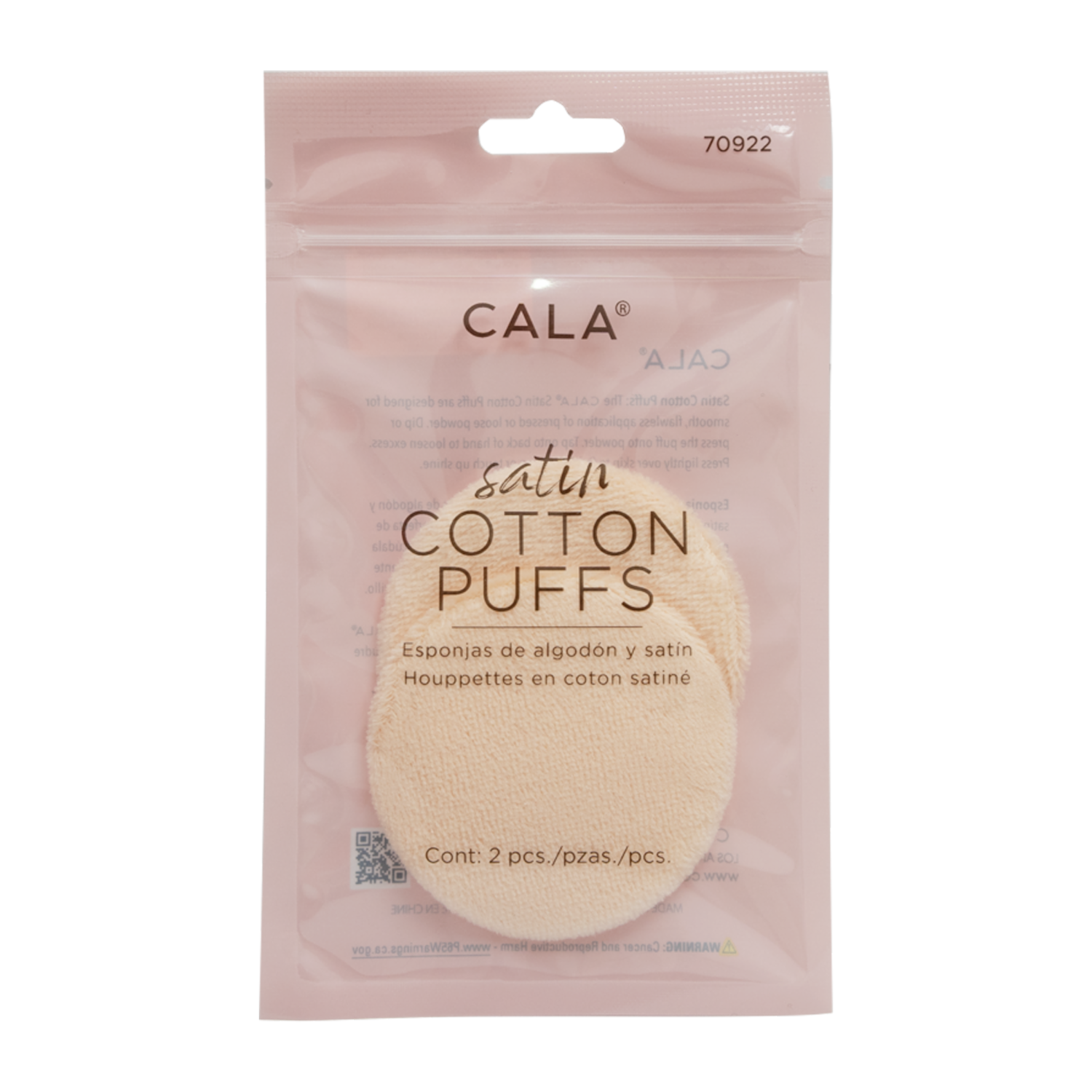 Almohadilla Para Maquillaje Satín Cotton Puffs CALA X2